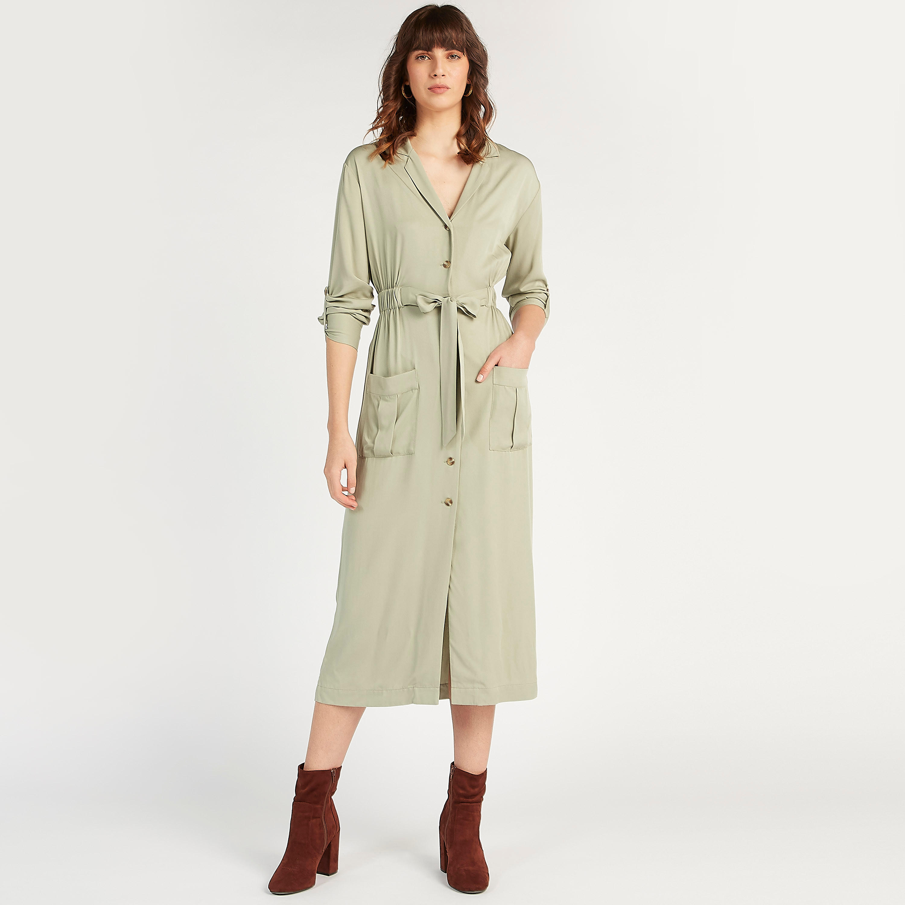 فستان ميدي إيه لاين بجيوب وأربطة من لي كوبر-women-clothing-dresses-image-2