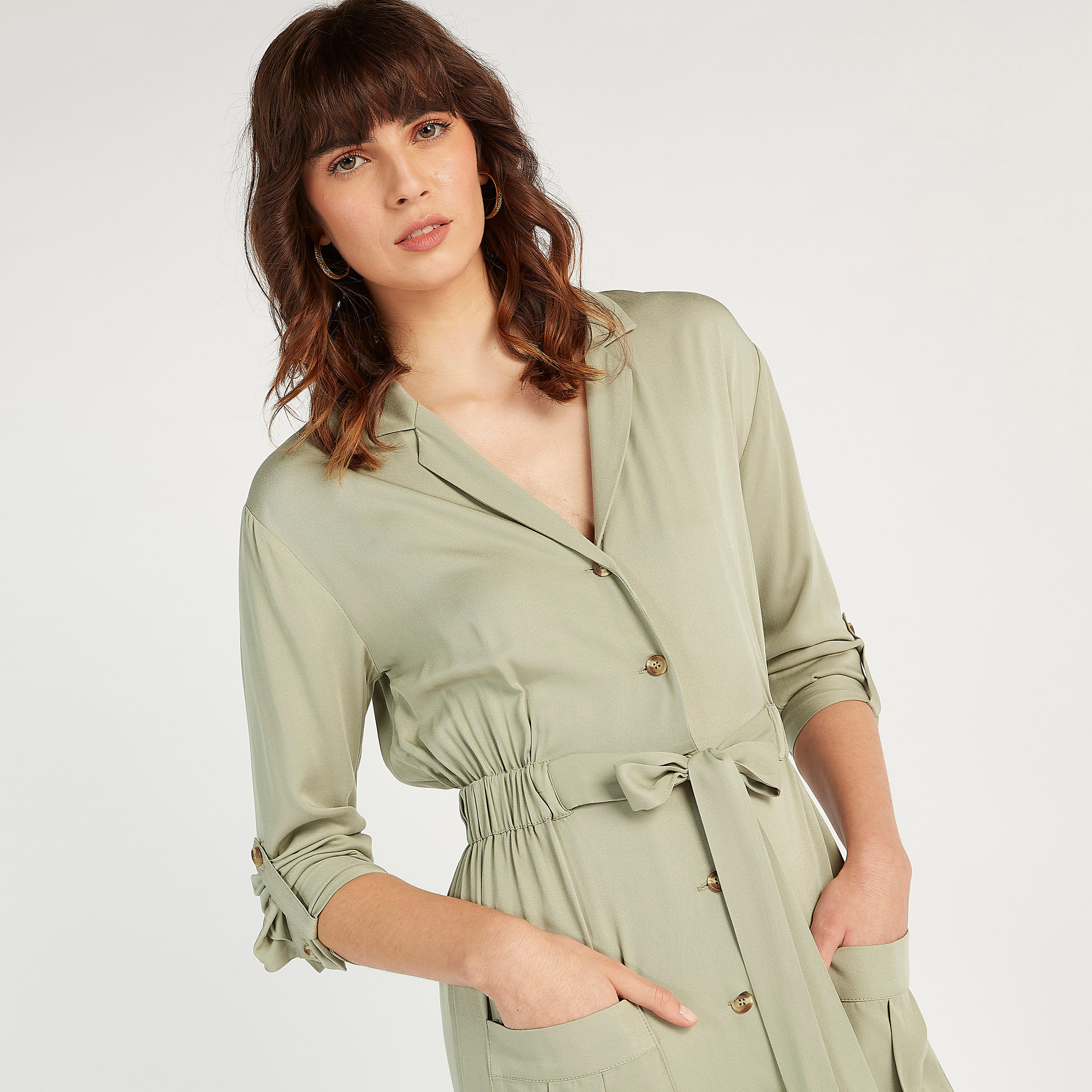 فستان ميدي إيه لاين بجيوب وأربطة من لي كوبر-women-clothing-dresses-image-3