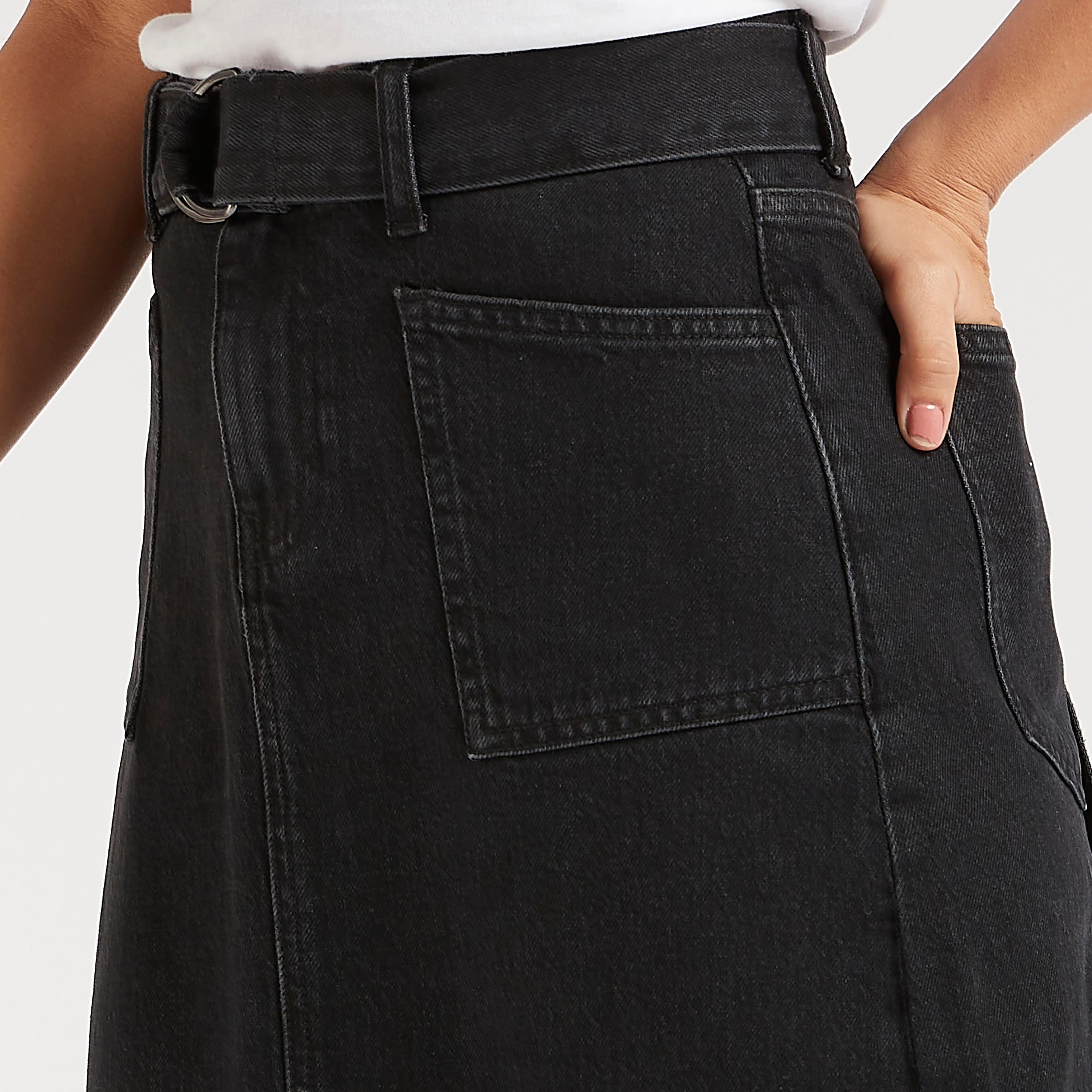 Lee Cooper Denim Maxi A-line Skirt with Front Slit-women-clothing-bottoms-skirts-image-3