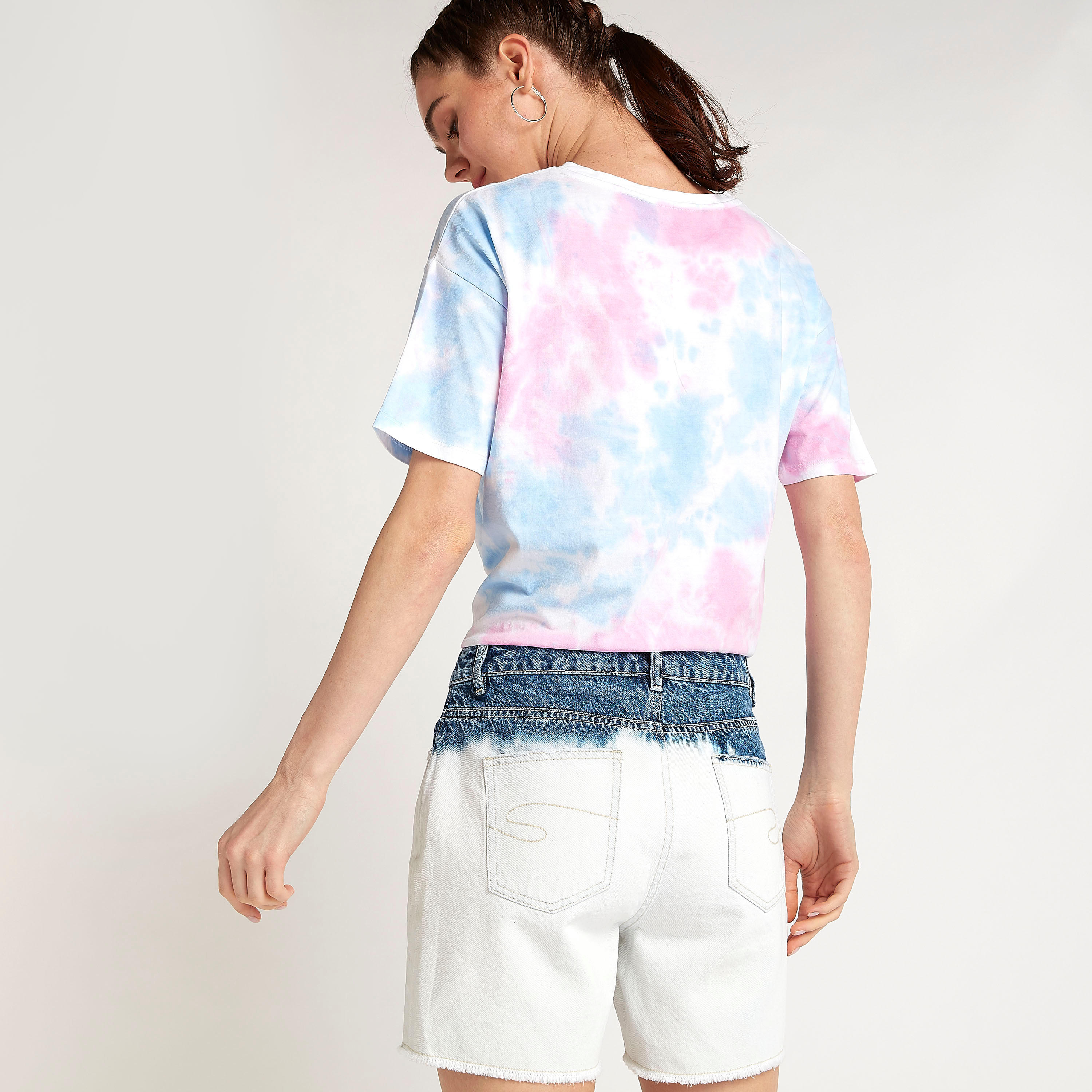 Lee Cooper Solid Denim Shorts with Button Closure-women-clothing-bottoms-shorts-image-4