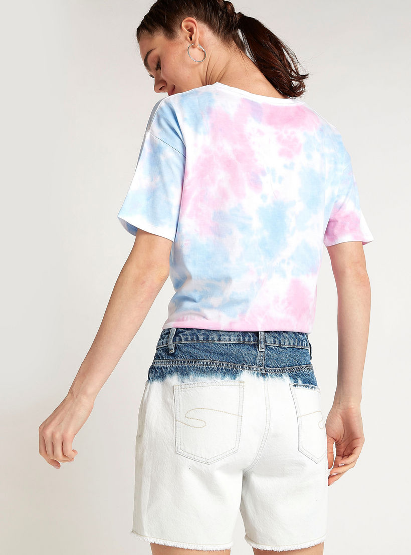Lee Cooper Solid Denim Shorts with Button Closure-women-clothing-bottoms-shorts-image-4