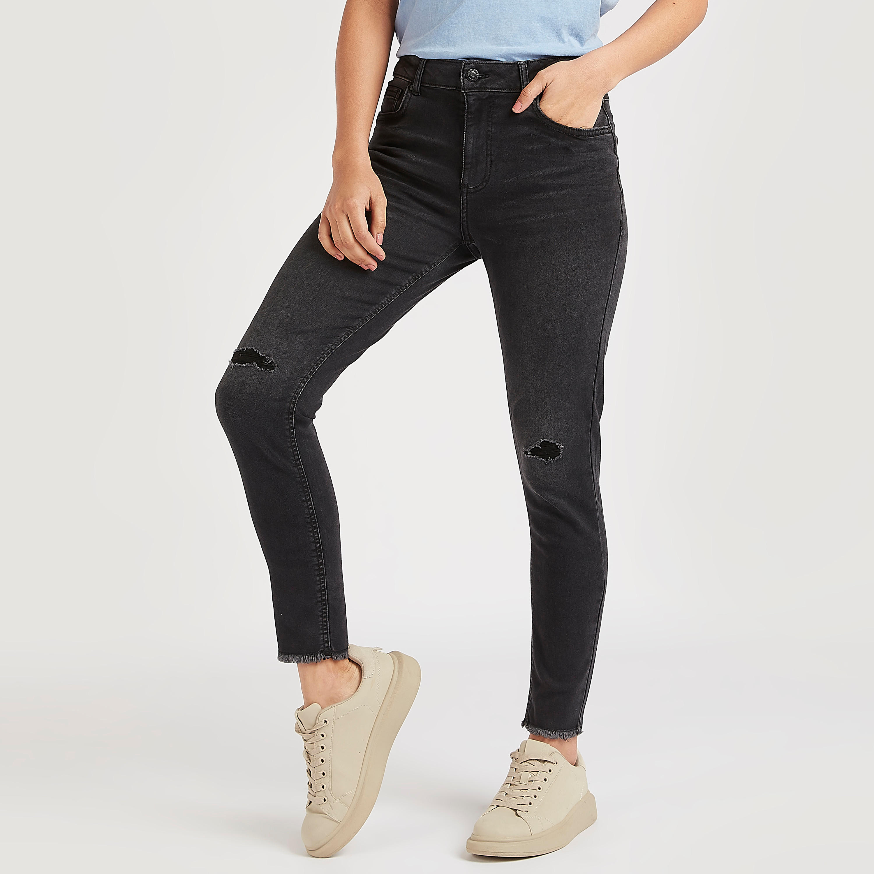 بنطلون جينز دنيم مضلّع بجيوب وخصر مرتفع من لي كوبر-women-clothing-bottoms-jeans-image-1