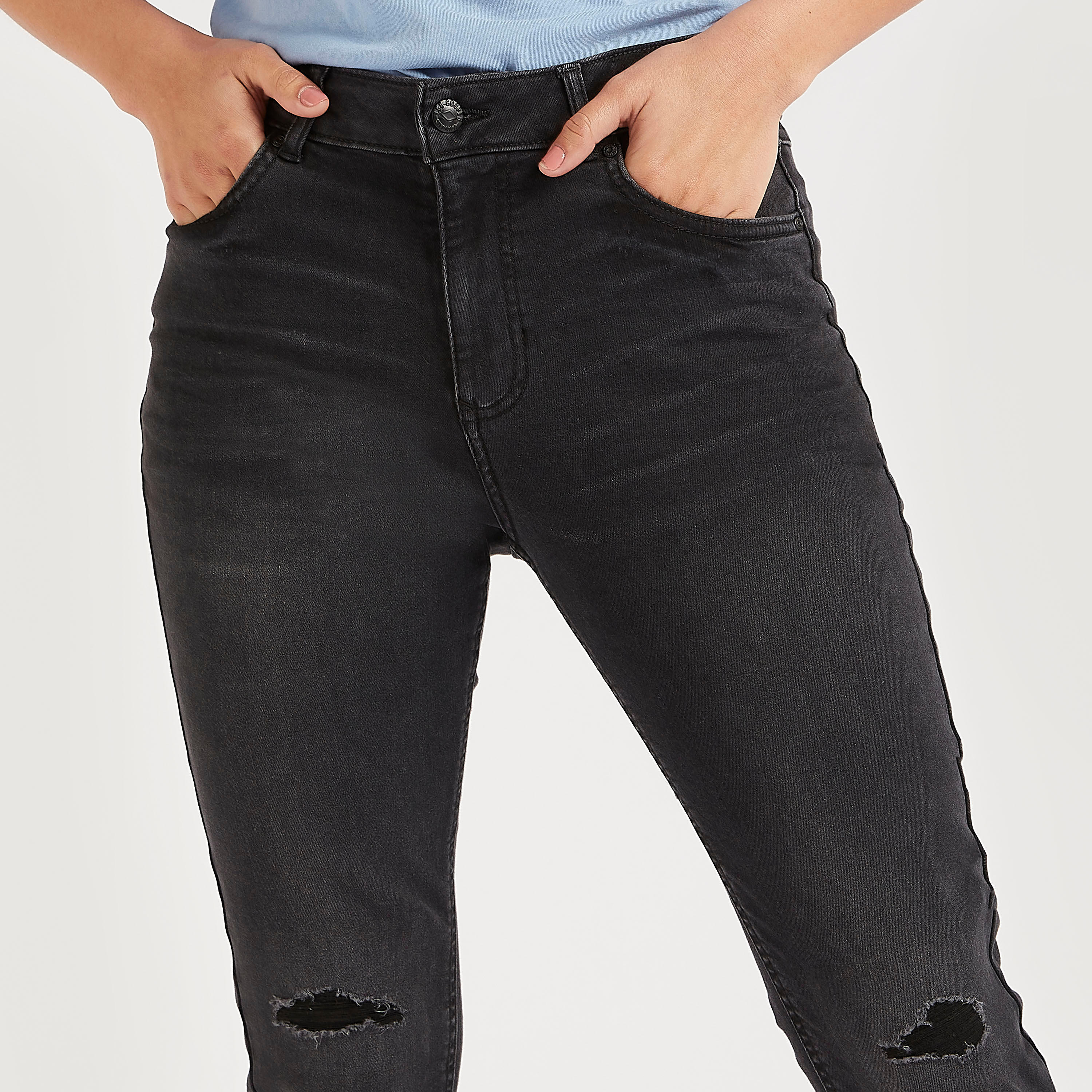 بنطلون جينز دنيم مضلّع بجيوب وخصر مرتفع من لي كوبر-women-clothing-bottoms-jeans-image-3