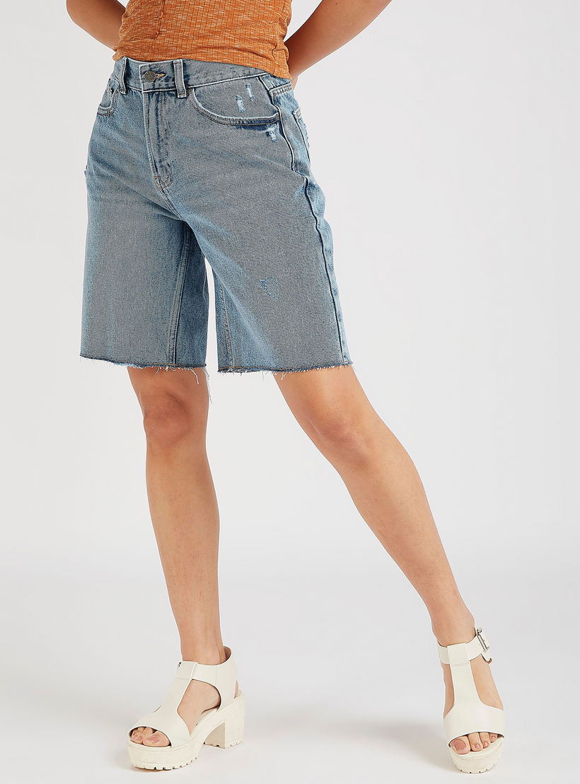Lee Cooper Mid-Rise Denim Shorts with Pockets-women-clothing-bottoms-shorts-image-1