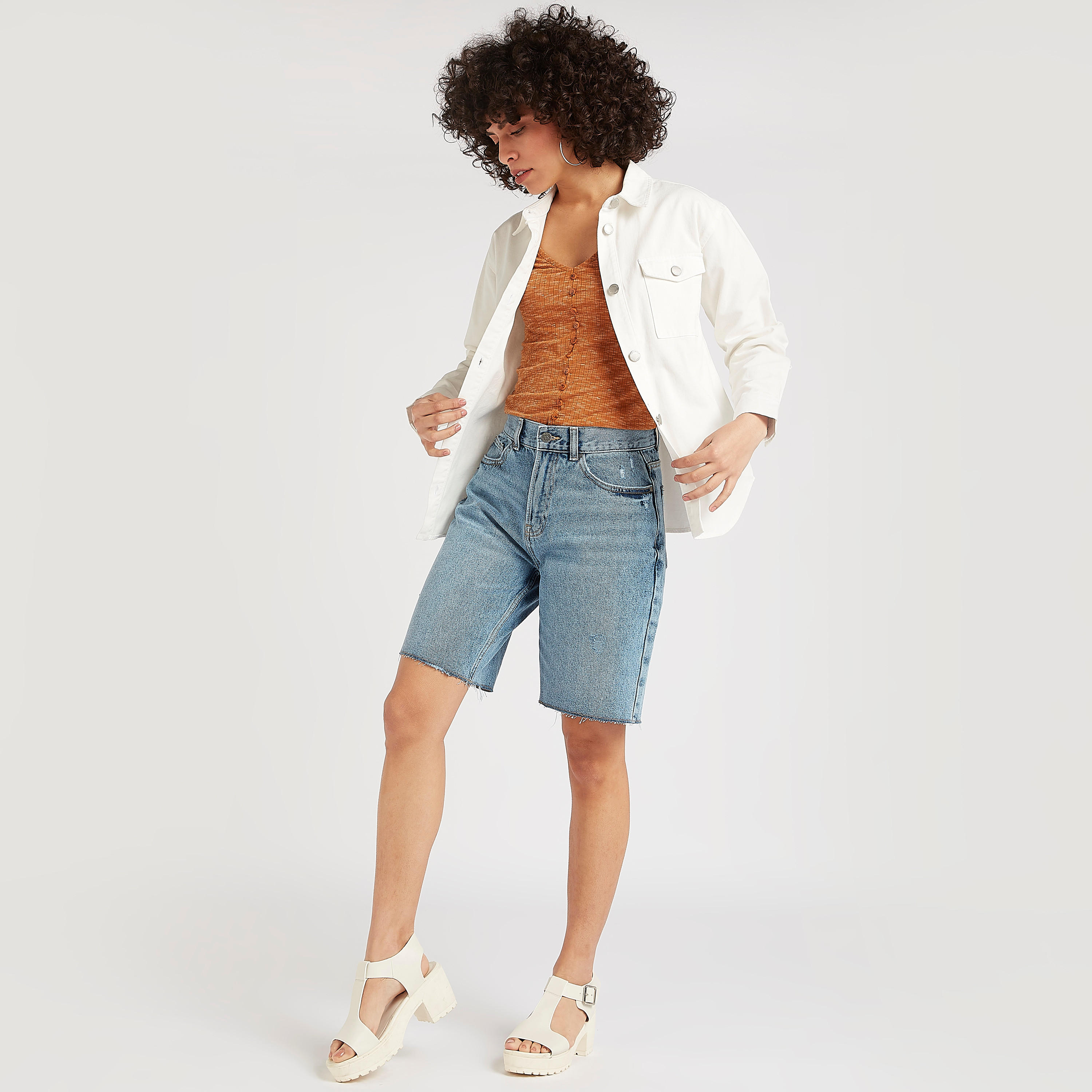 Lee Cooper Mid-Rise Denim Shorts with Pockets-women-clothing-bottoms-shorts-image-2