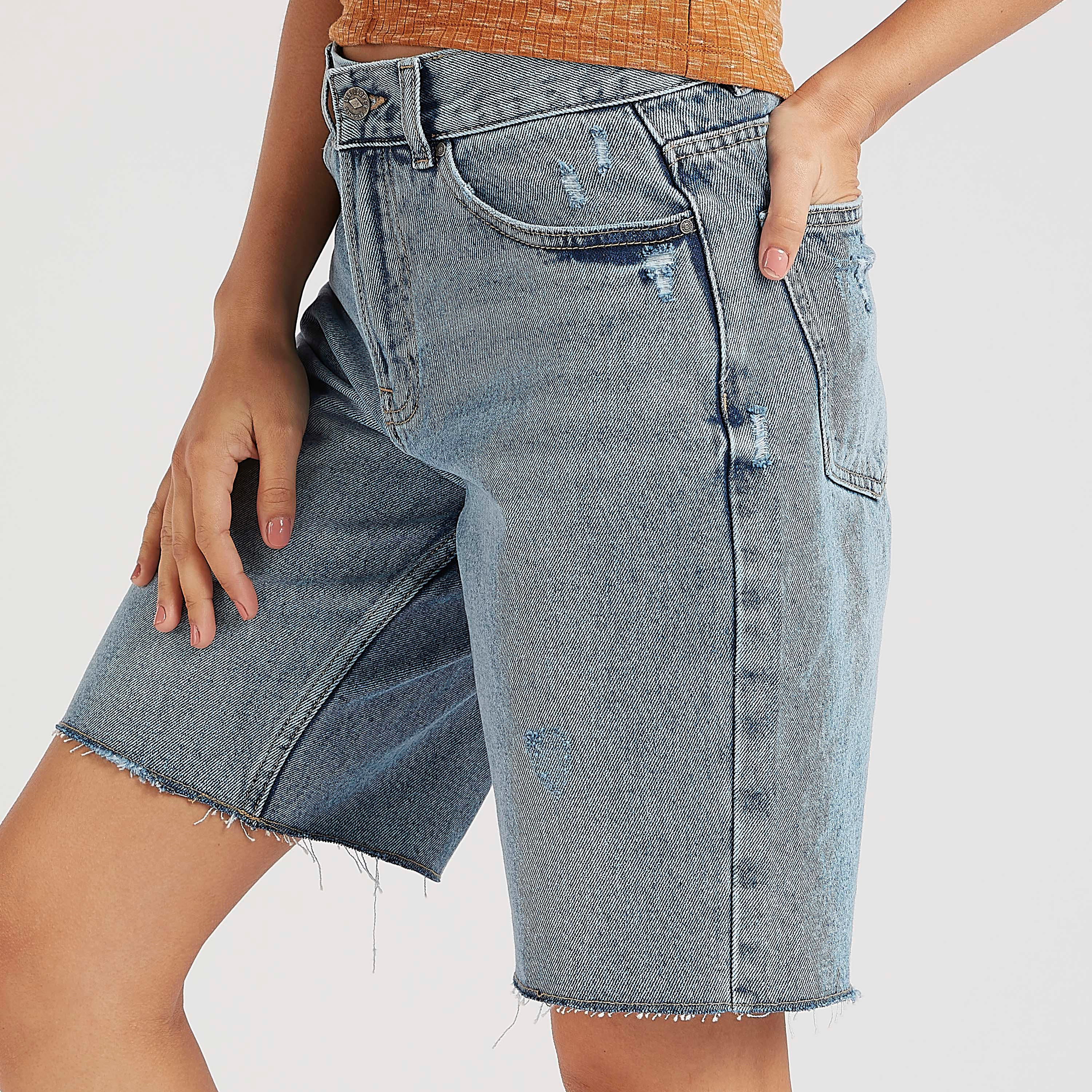 Lee Cooper Mid-Rise Denim Shorts with Pockets-women-clothing-bottoms-shorts-image-3