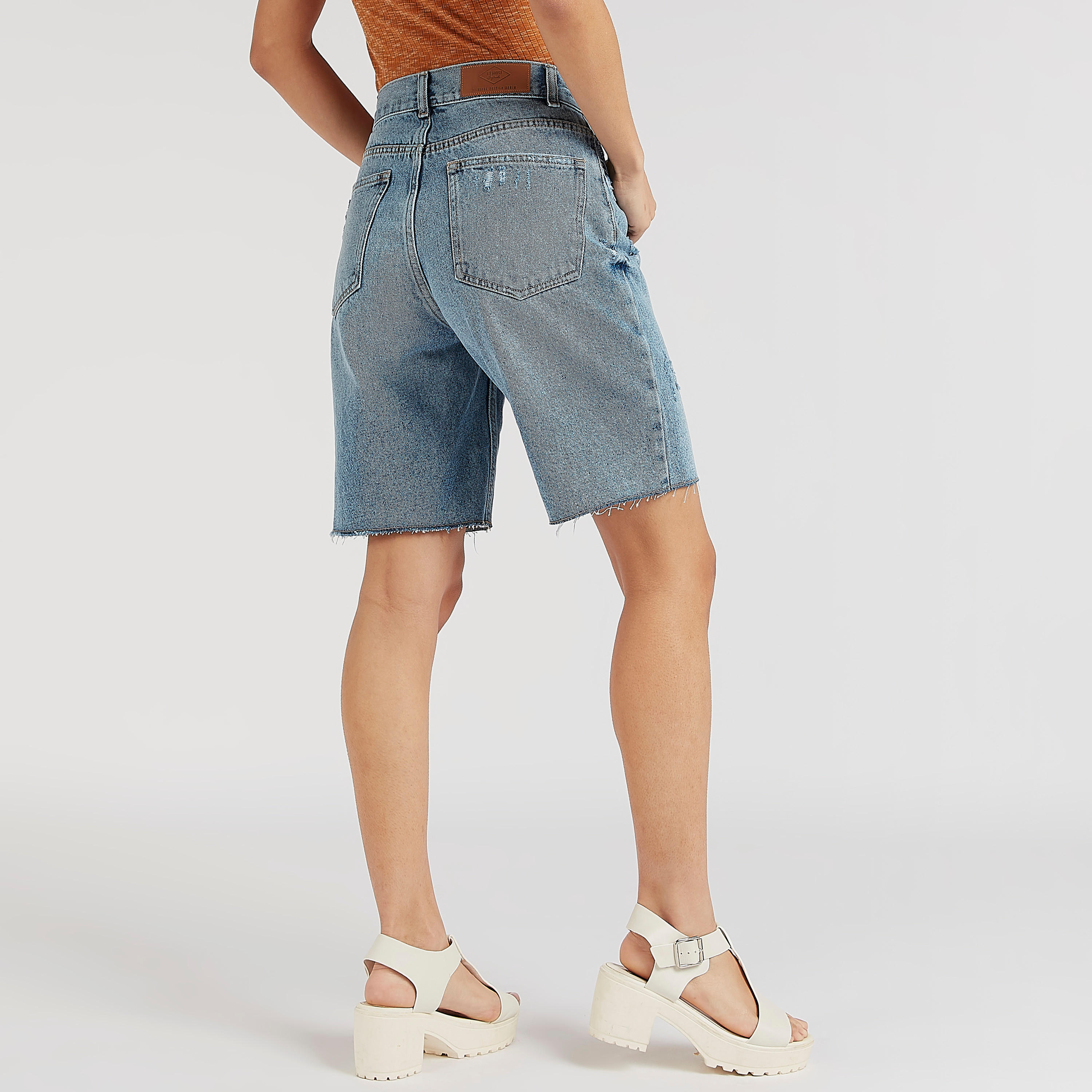 Lee Cooper Mid-Rise Denim Shorts with Pockets-women-clothing-bottoms-shorts-image-4