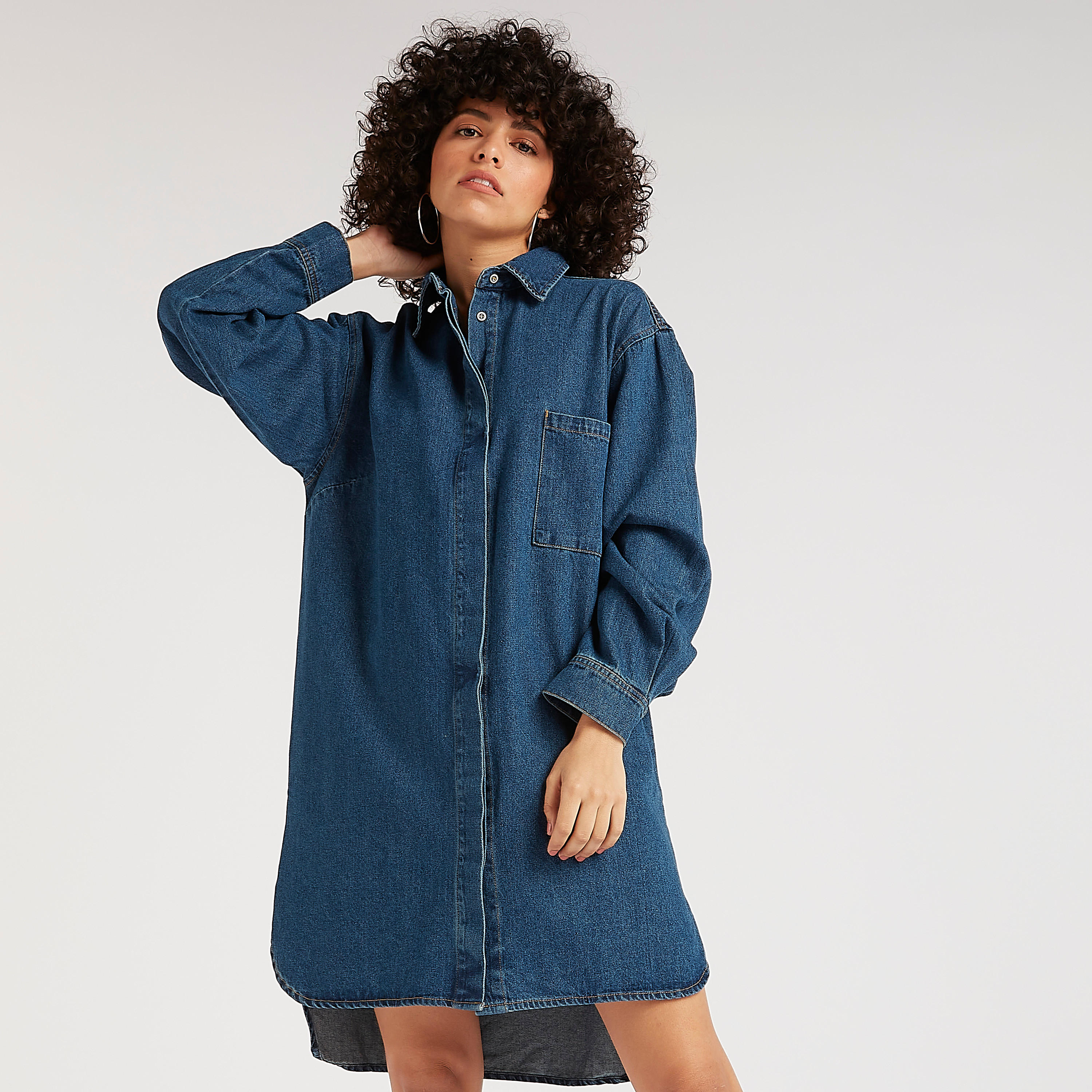 تونيك دنيم طويل بياقة من لي كوبر-women-clothing-dresses-image-8