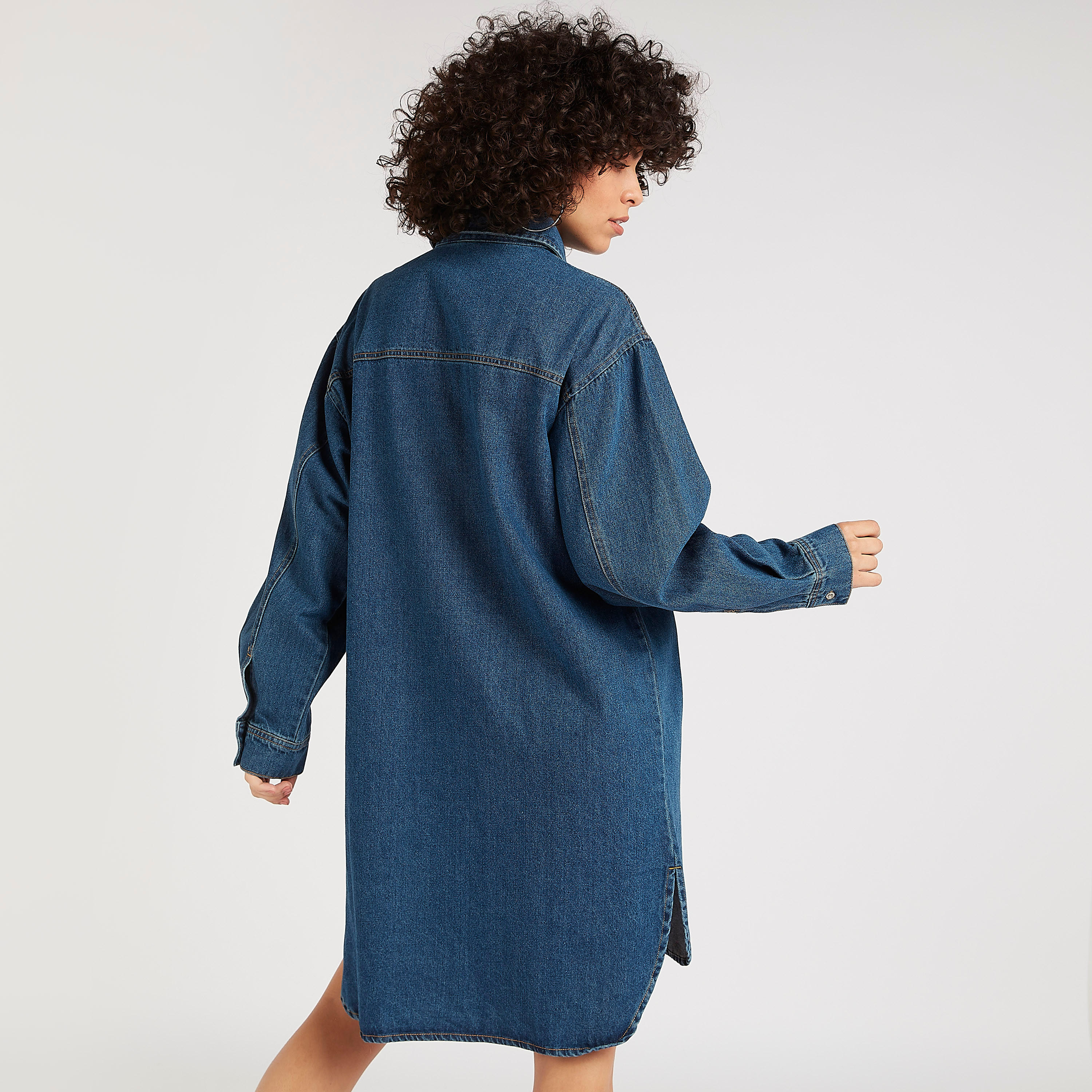 تونيك دنيم طويل بياقة من لي كوبر-women-clothing-dresses-image-5