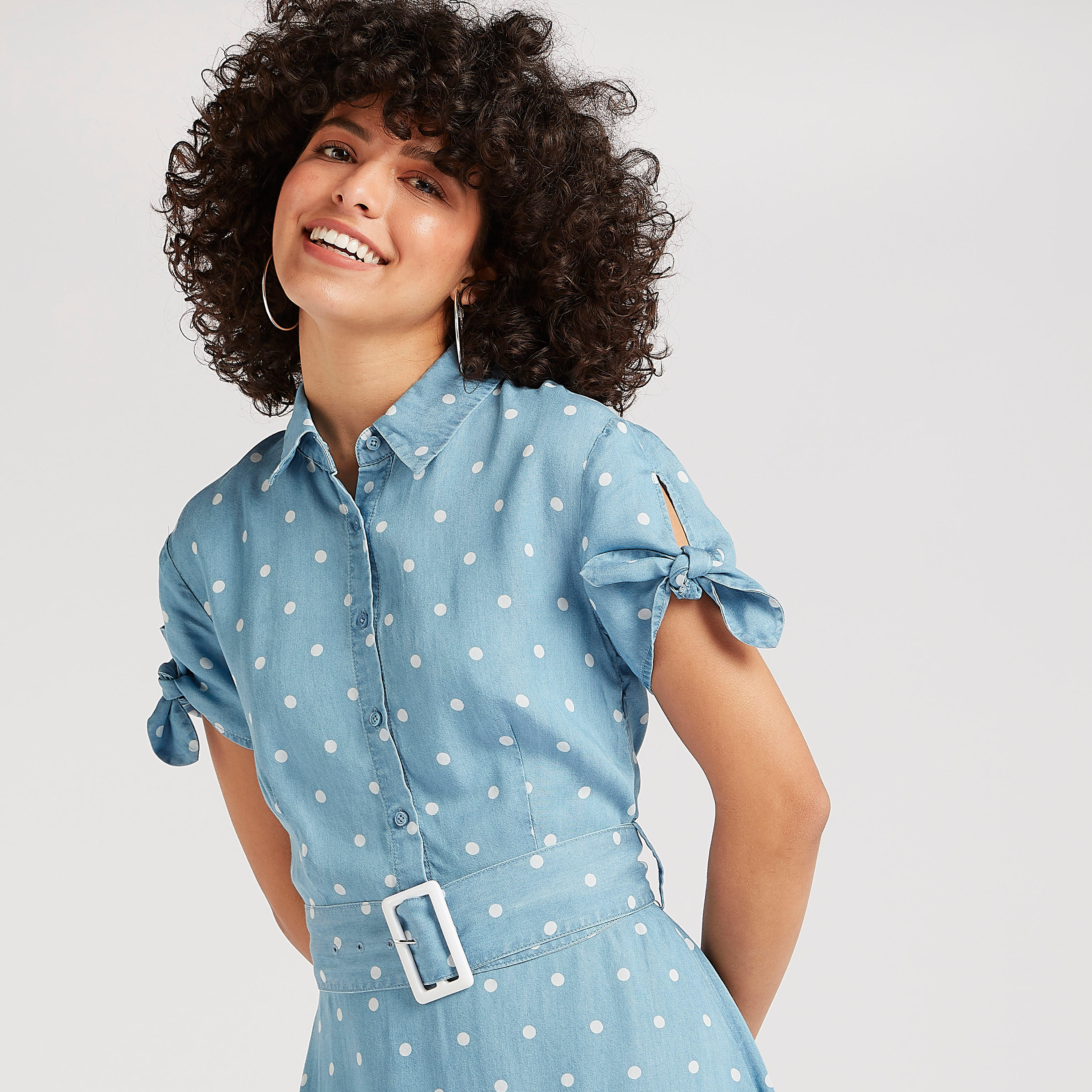 Lee Cooper Polka Dot Maxi A-line Dress with Belt-women-clothing-dresses-image-3