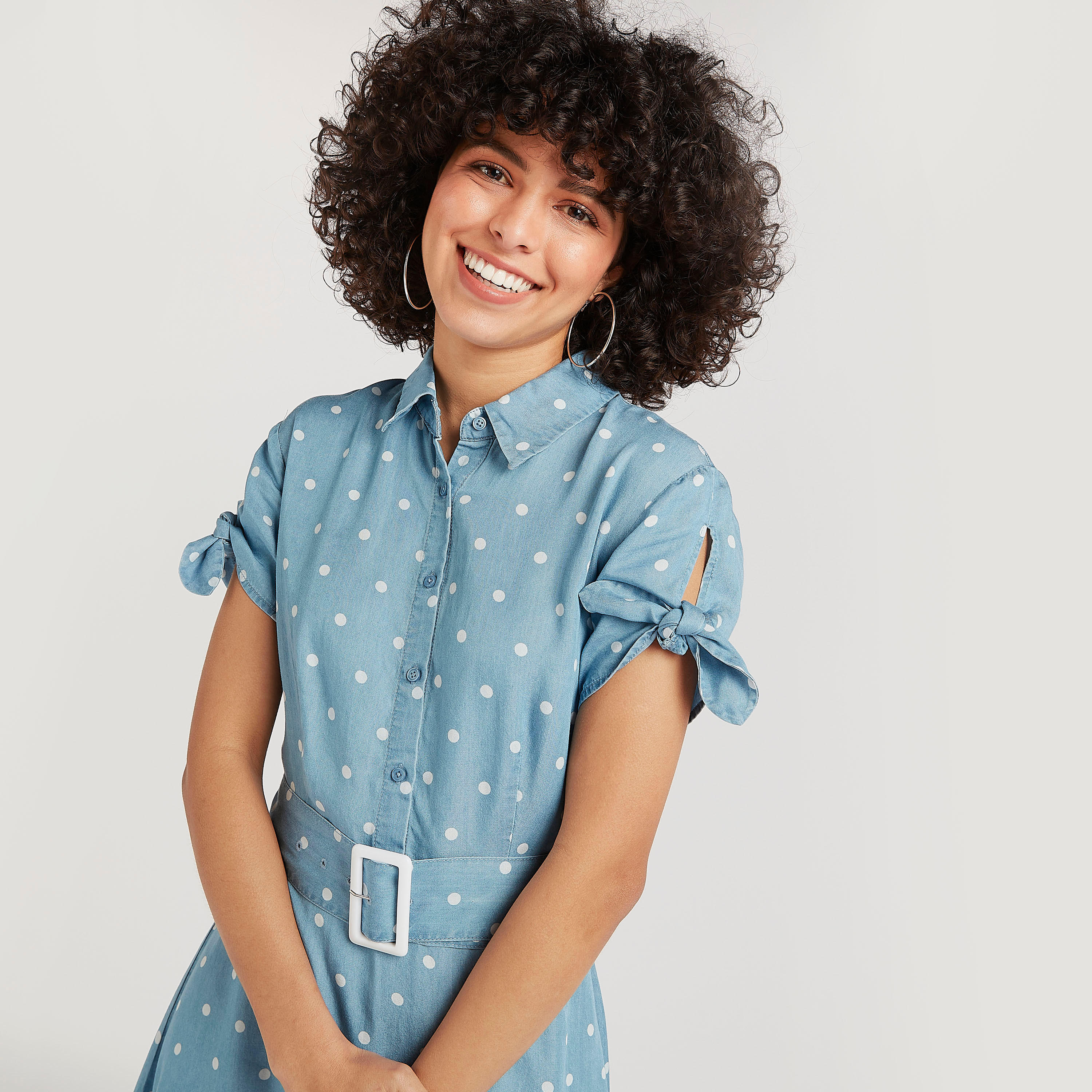 Lee Cooper Polka Dot Maxi A-line Dress with Belt-women-clothing-dresses-image-7