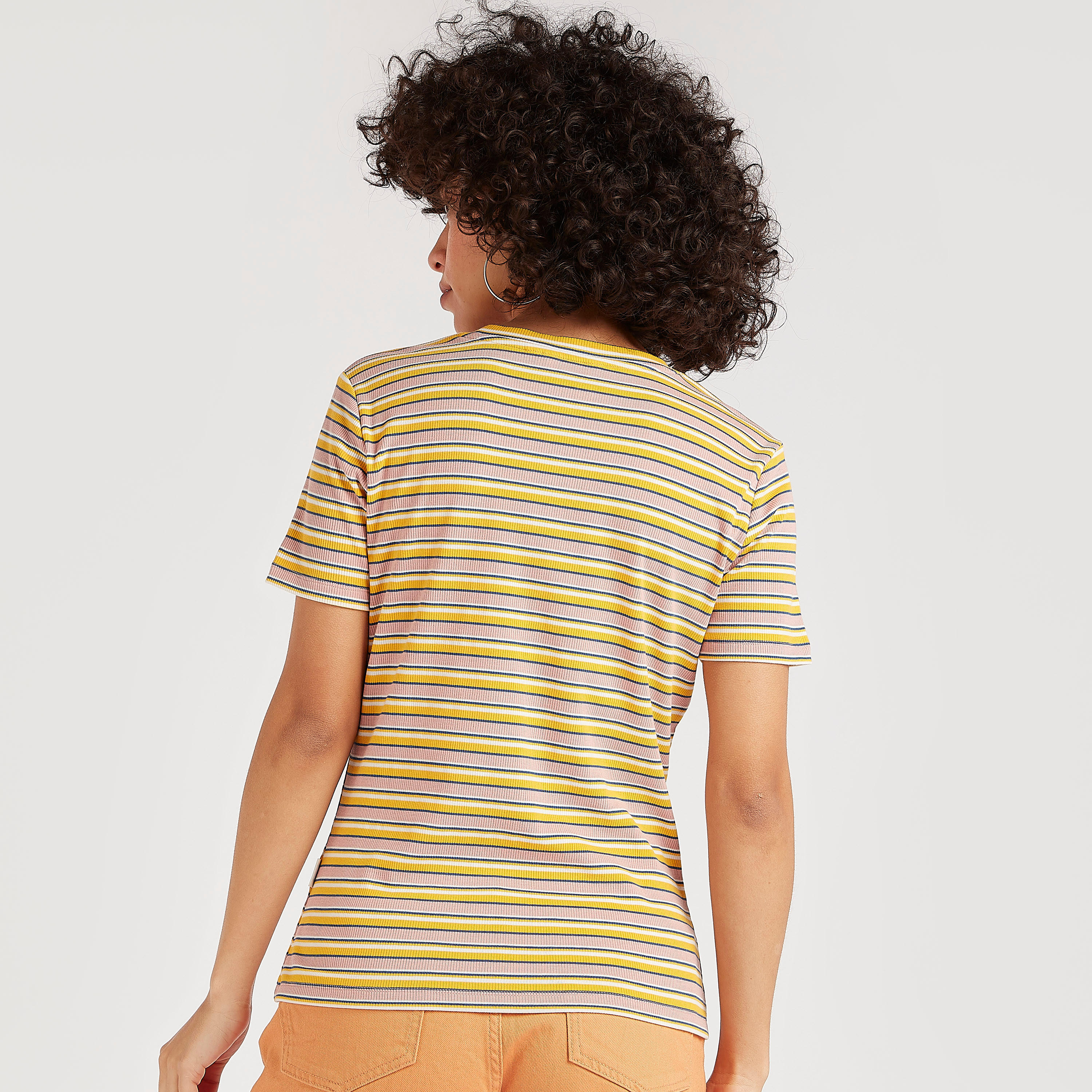 تيشيرت مخطّط بأكمام قصيرة من لي كوبر-women-clothing-tshirts-image-2