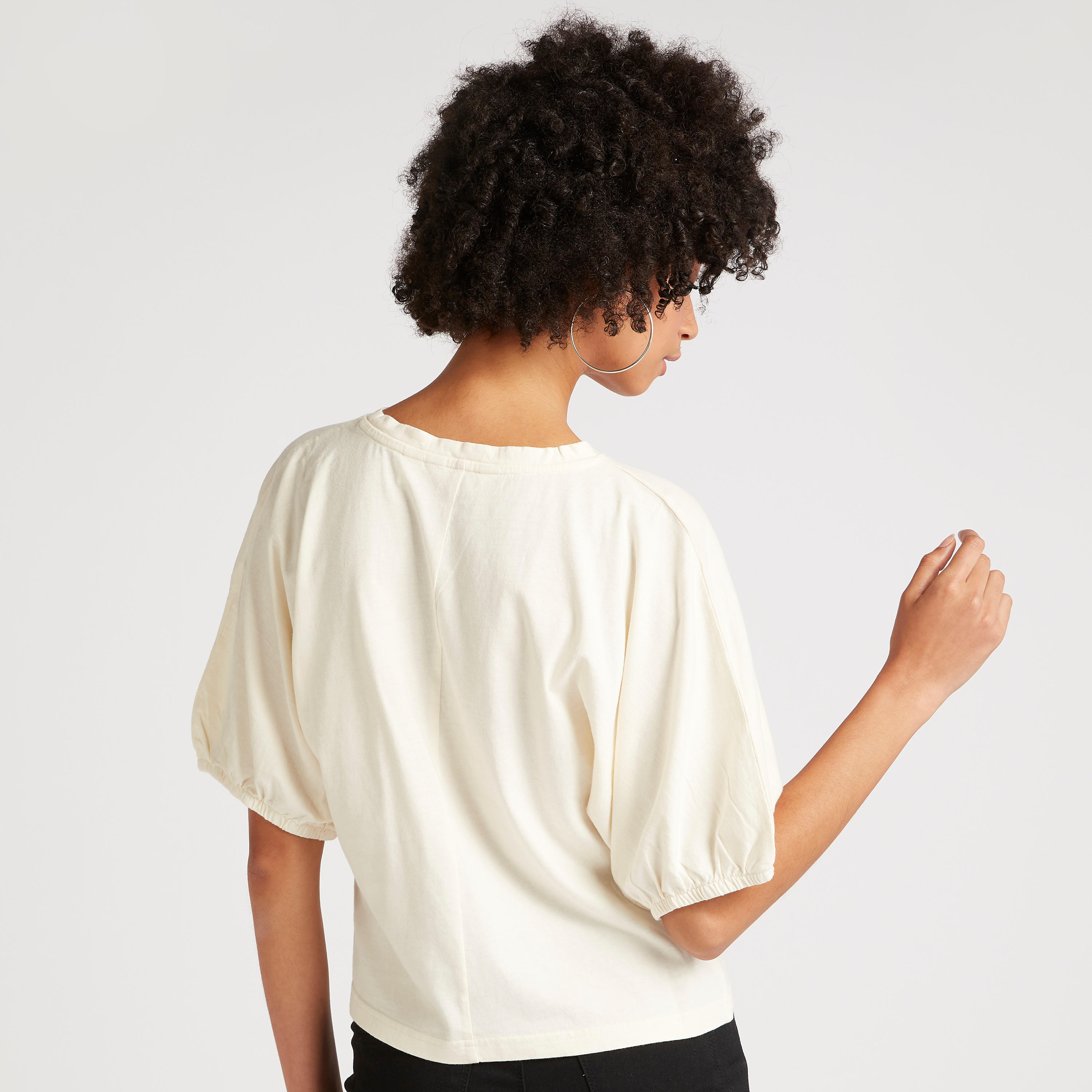 Lee Cooper Solid Top with Puff Sleeves-women-clothing-shirtsandblouses-blouses-image-4