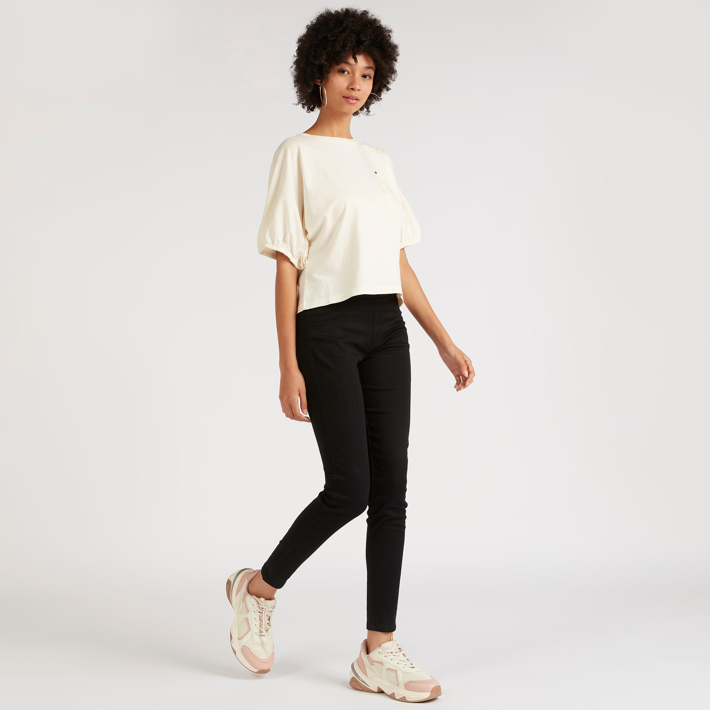 Lee Cooper Solid Top with Puff Sleeves-women-clothing-shirtsandblouses-blouses-image-5