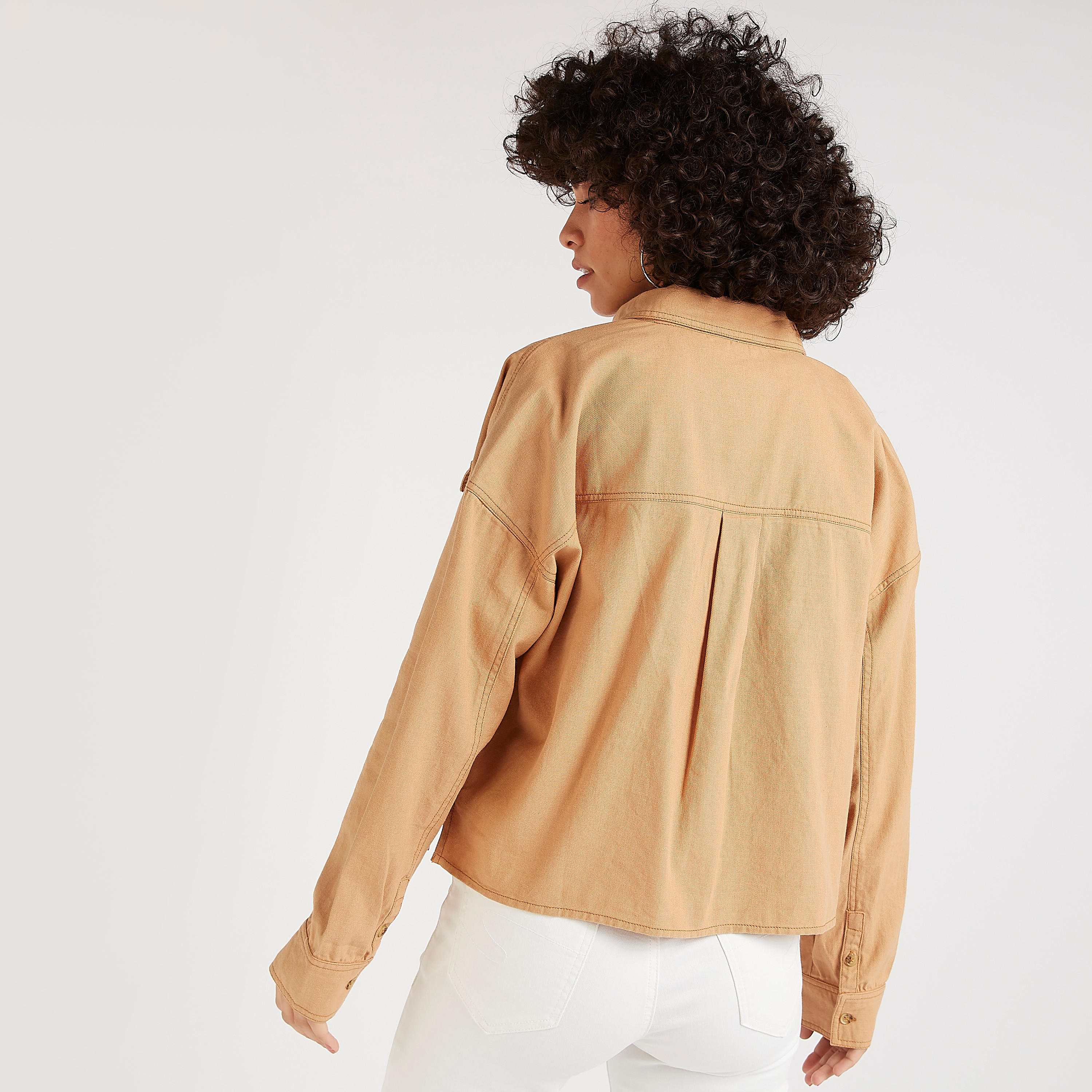 جاكيت دنيم سادة بأكمام طويلة من لي كوبر-women-clothing-shirtsandblouses-shirts-image-4