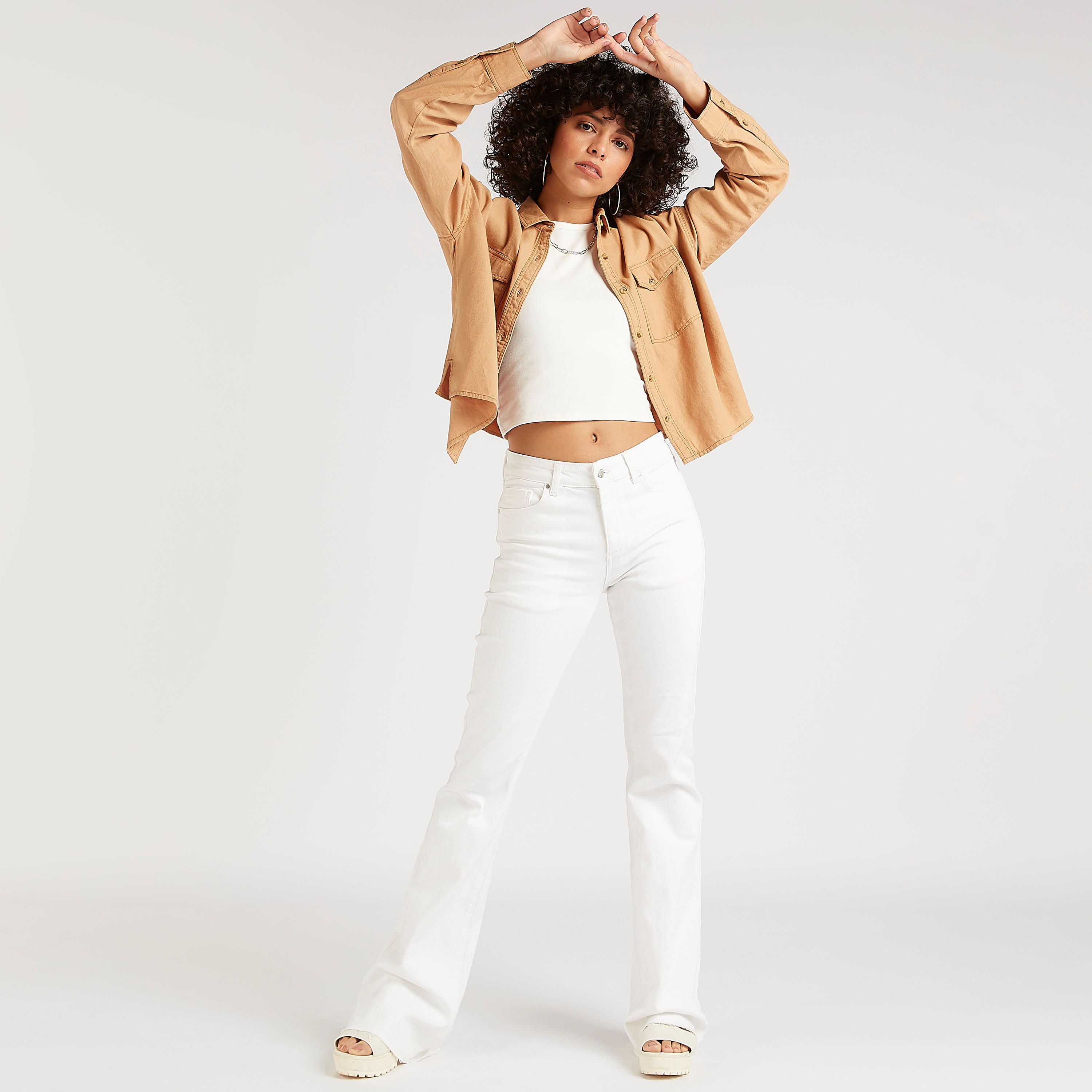 جاكيت دنيم سادة بأكمام طويلة من لي كوبر-women-clothing-shirtsandblouses-shirts-image-1