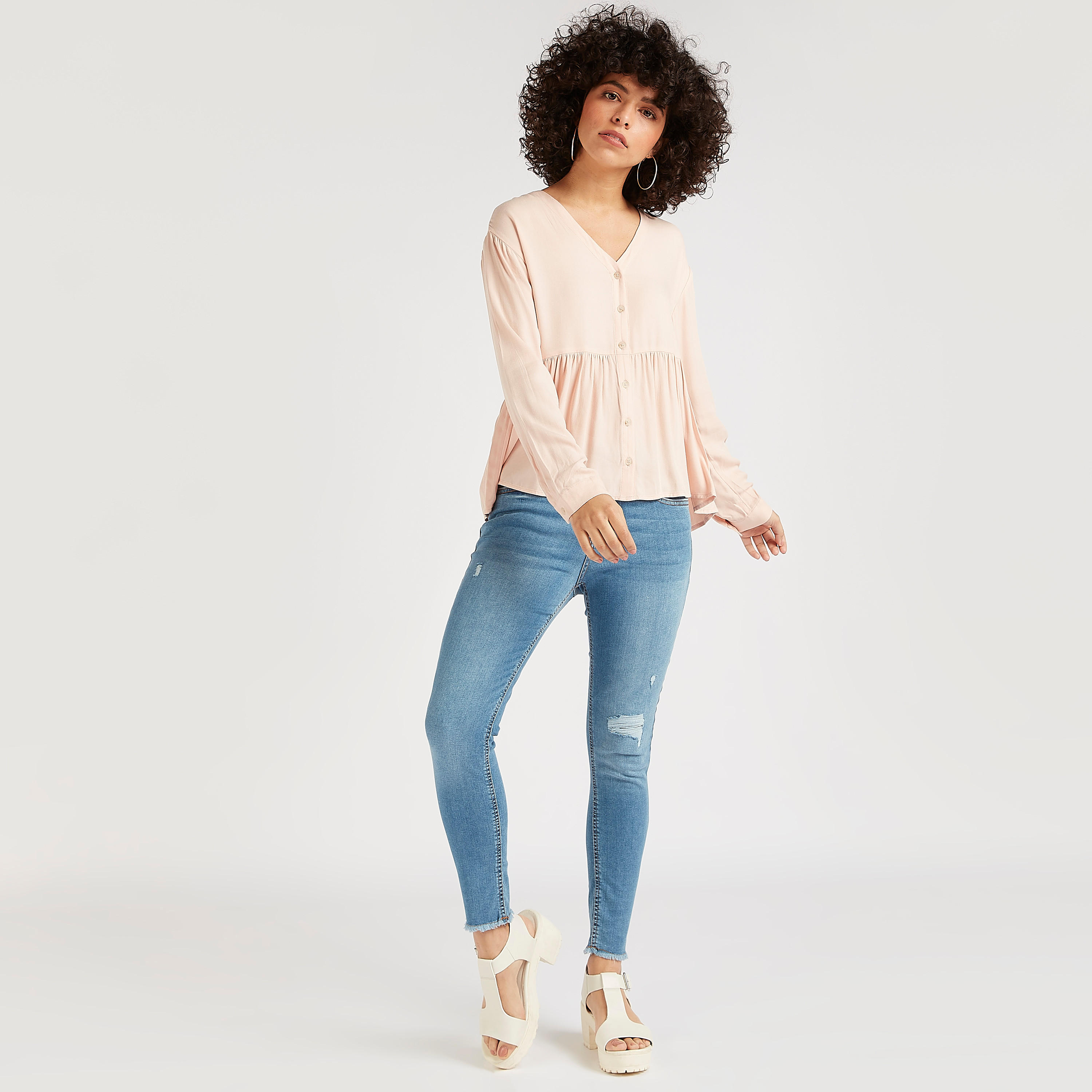 Lee Cooper Denim Peplum Top with Button Closure-women-clothing-shirtsandblouses-blouses-image-2