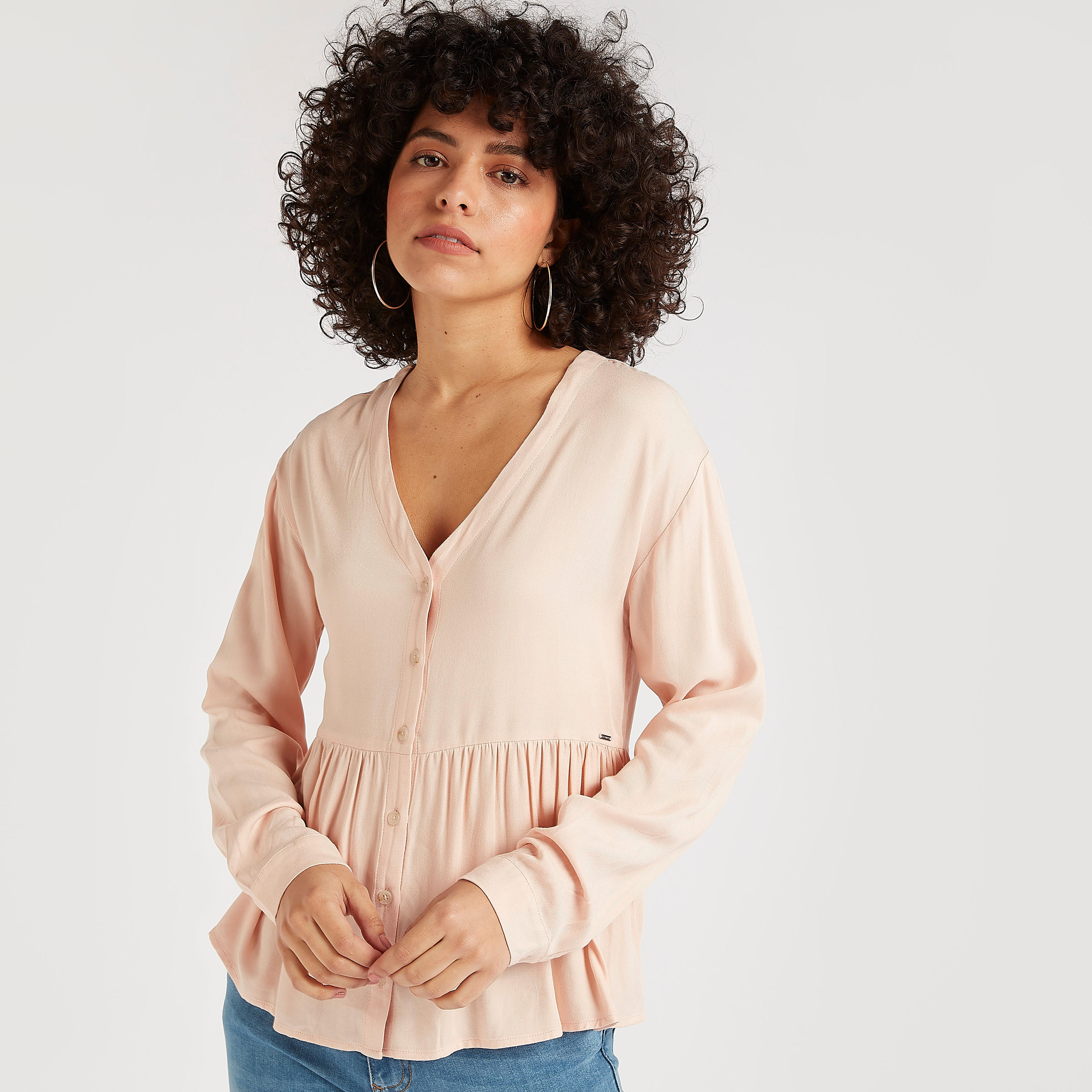 Lee Cooper Denim Peplum Top with Button Closure-women-clothing-shirtsandblouses-blouses-image-5