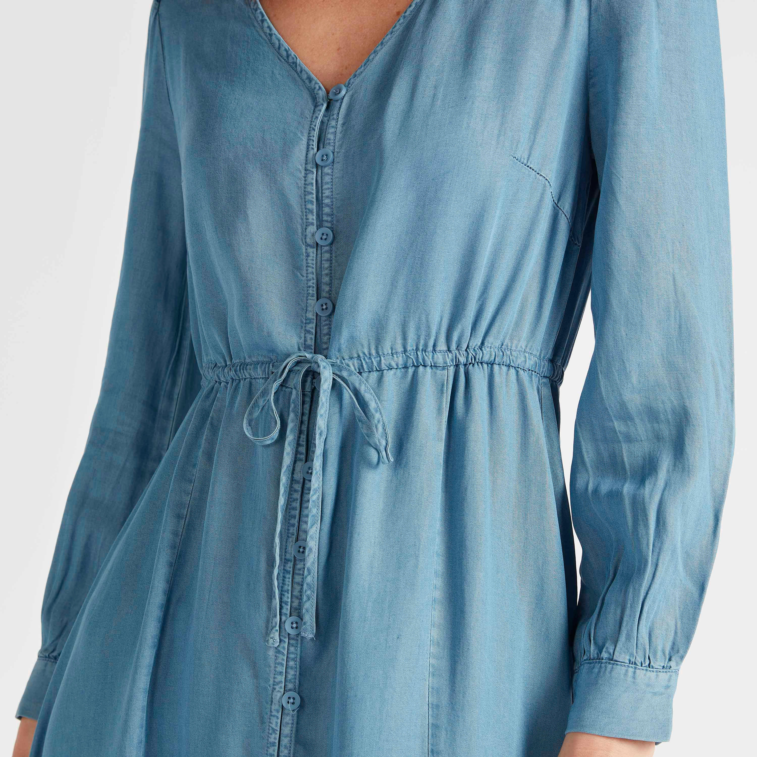 فستان دنيم طويل إيه لاين بأكمام طويلة من لي كوبر-women-clothing-dresses-image-3