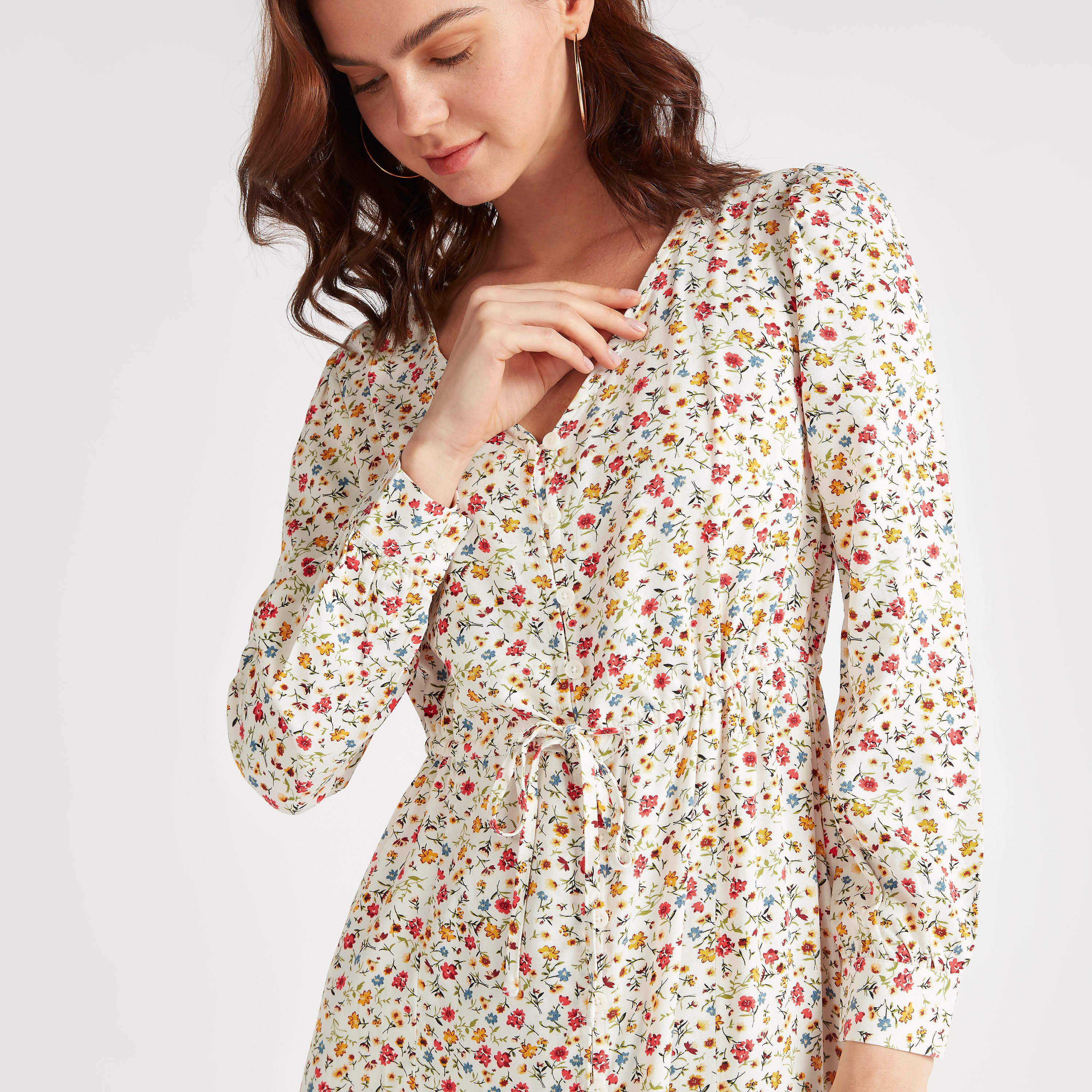 فستان طويل إيه لاين بطبعات أزهار وأربطة من لي كوبر-women-clothing-dresses-image-3