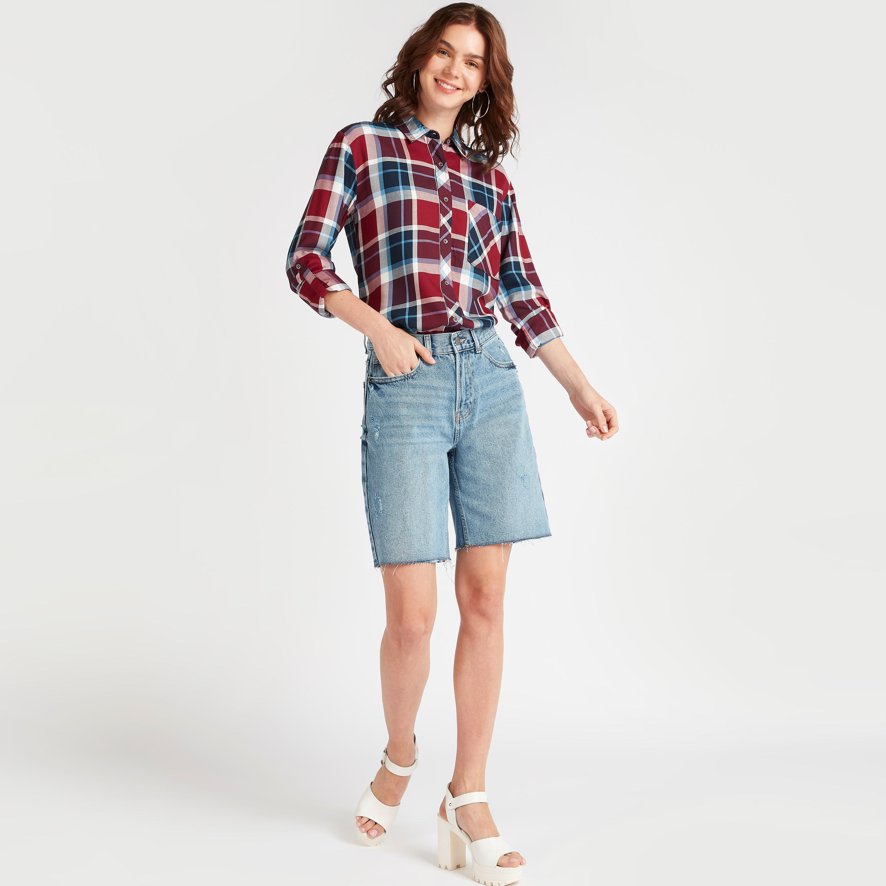 قميص مربّعات بأكمام طويلة من لي كوبر-women-clothing-shirtsandblouses-shirts-image-2