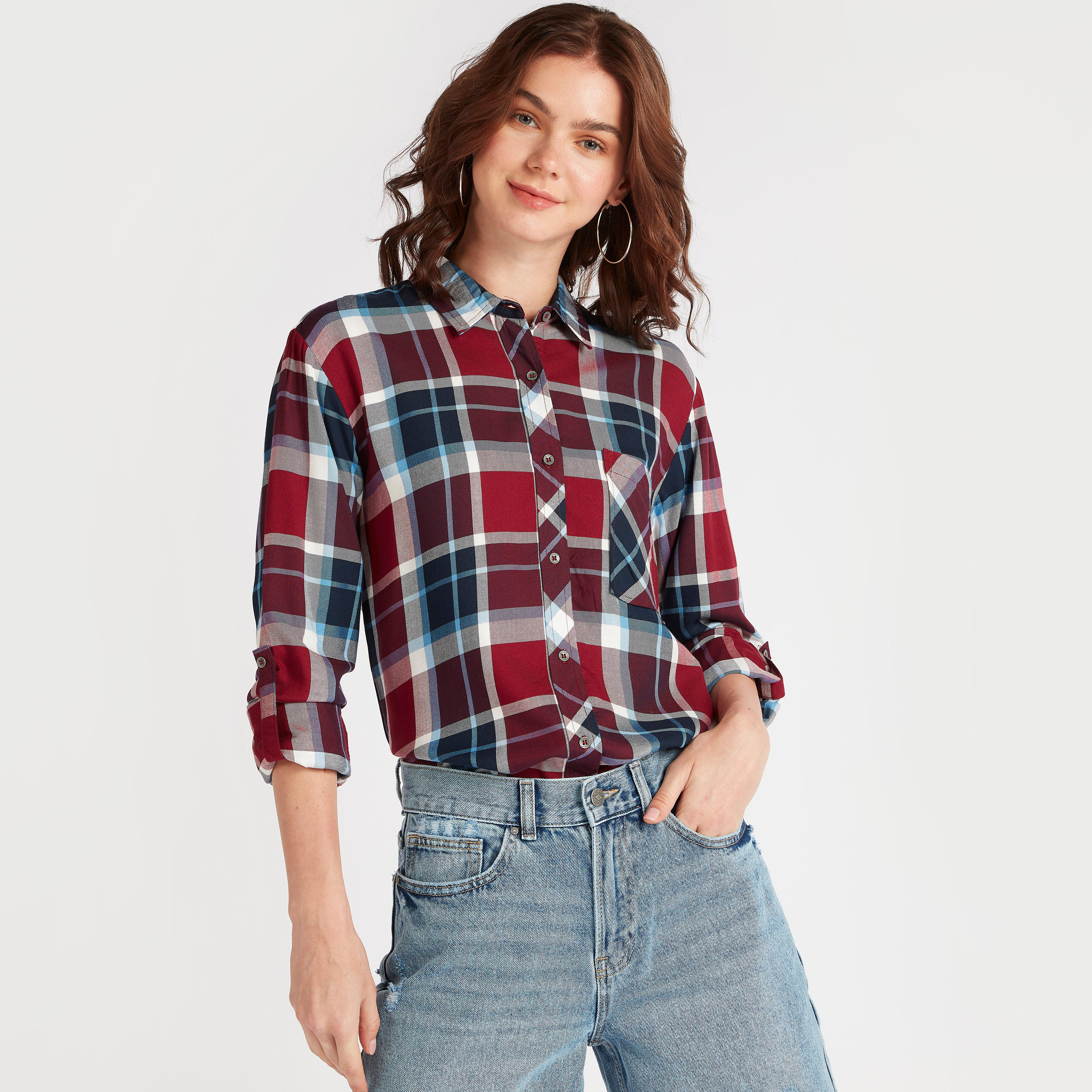 قميص مربّعات بأكمام طويلة من لي كوبر-women-clothing-shirtsandblouses-shirts-image-5