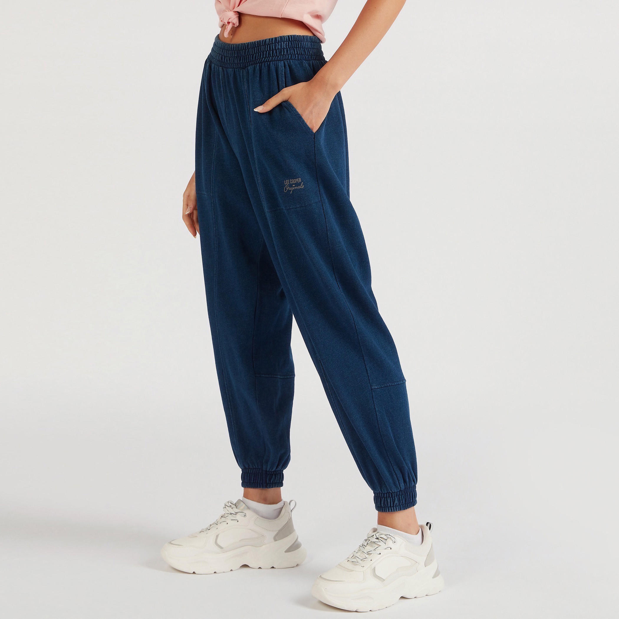 Lee Cooper Solid Mid-Rise Joggers with Pockets-women-clothing-bottoms-joggers-image-1