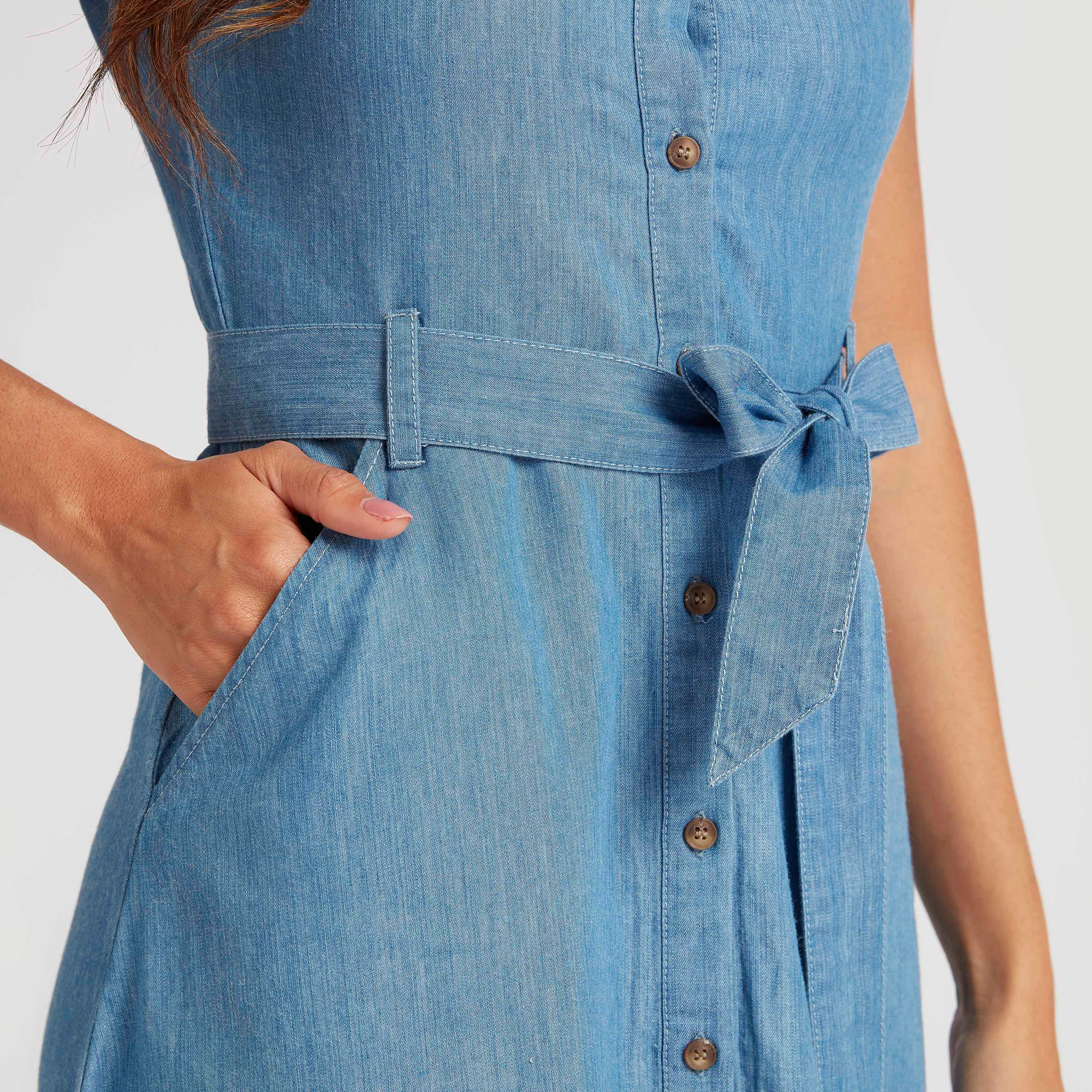 Lee Cooper Solid Midi Sleeveless Dress with Belt-women-clothing-dresses-image-3