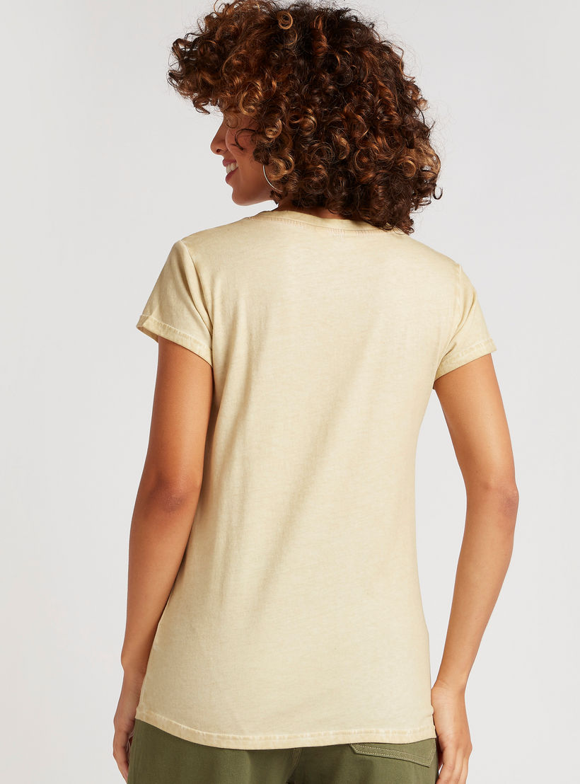 Lee Cooper Print Crew Neck T-shirt with Cap Sleeves-women-clothing-tshirts-image-4