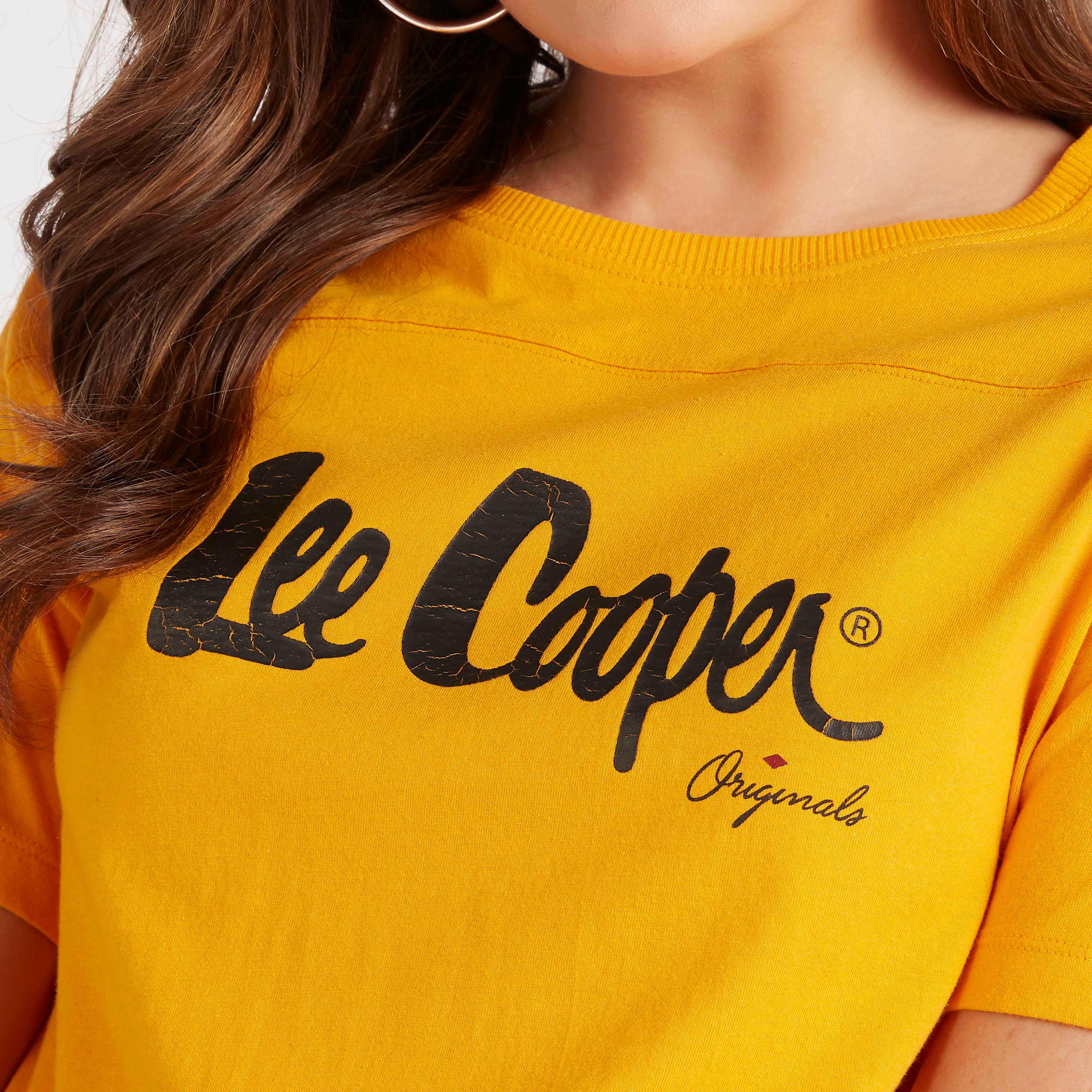 Lee Cooper Print Crew Neck T-shirt with Short Sleeves-women-clothing-tshirts-image-3