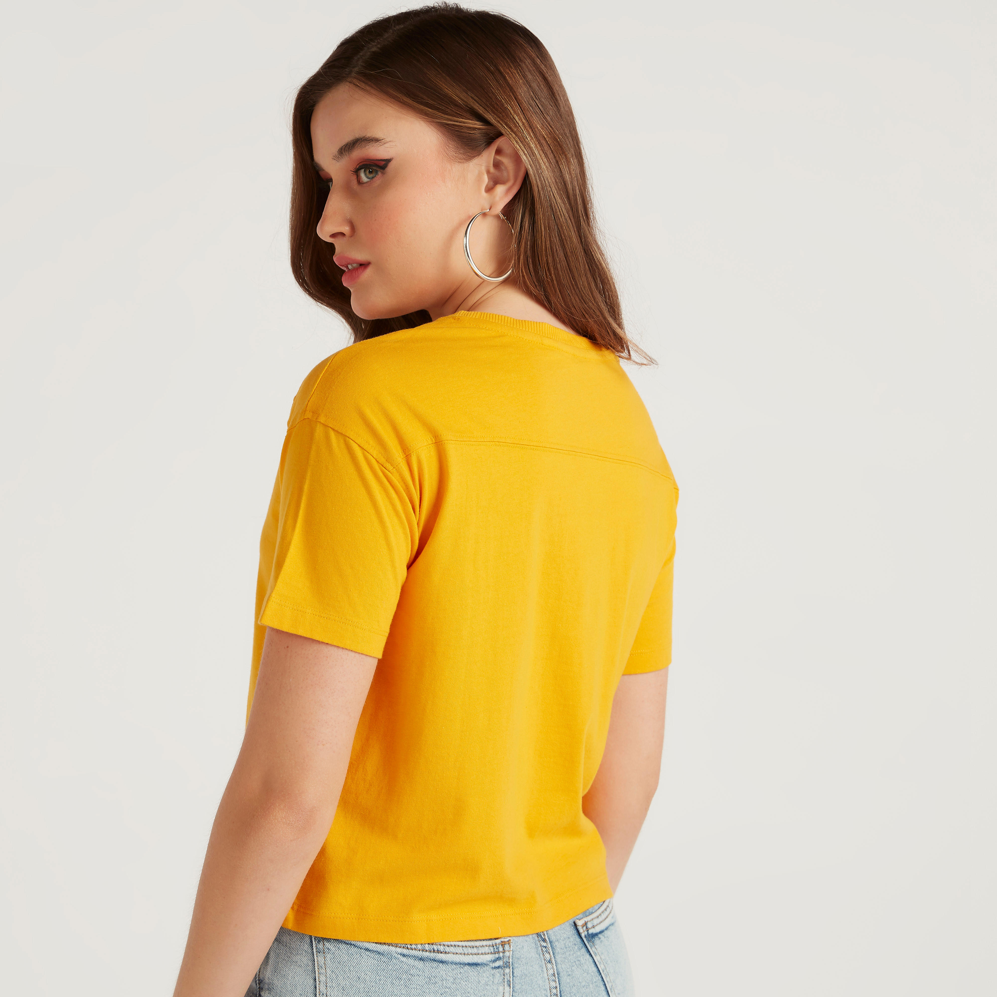 Lee Cooper Print Crew Neck T-shirt with Short Sleeves-women-clothing-tshirts-image-4