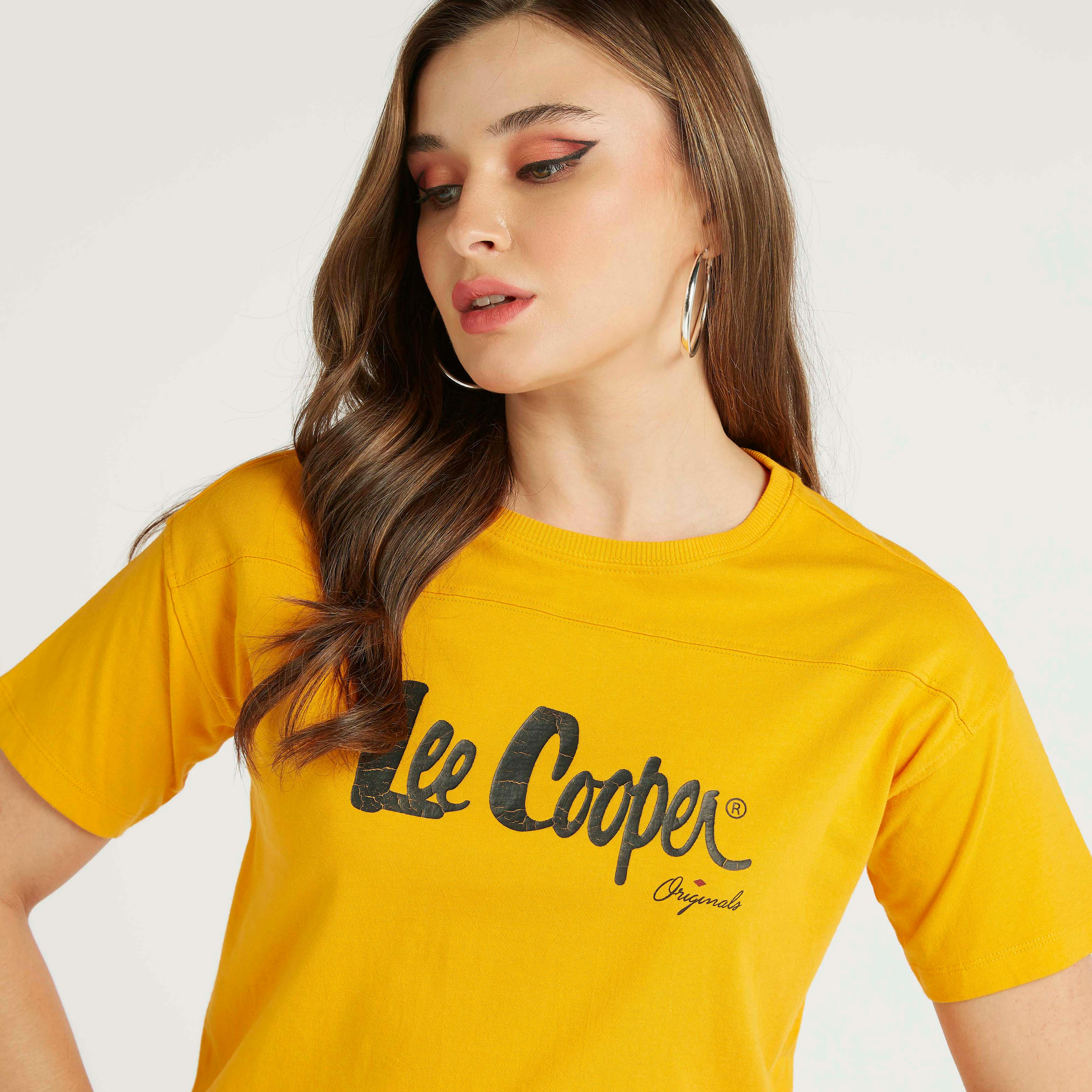 Lee Cooper Print Crew Neck T-shirt with Short Sleeves-women-clothing-tshirts-image-5