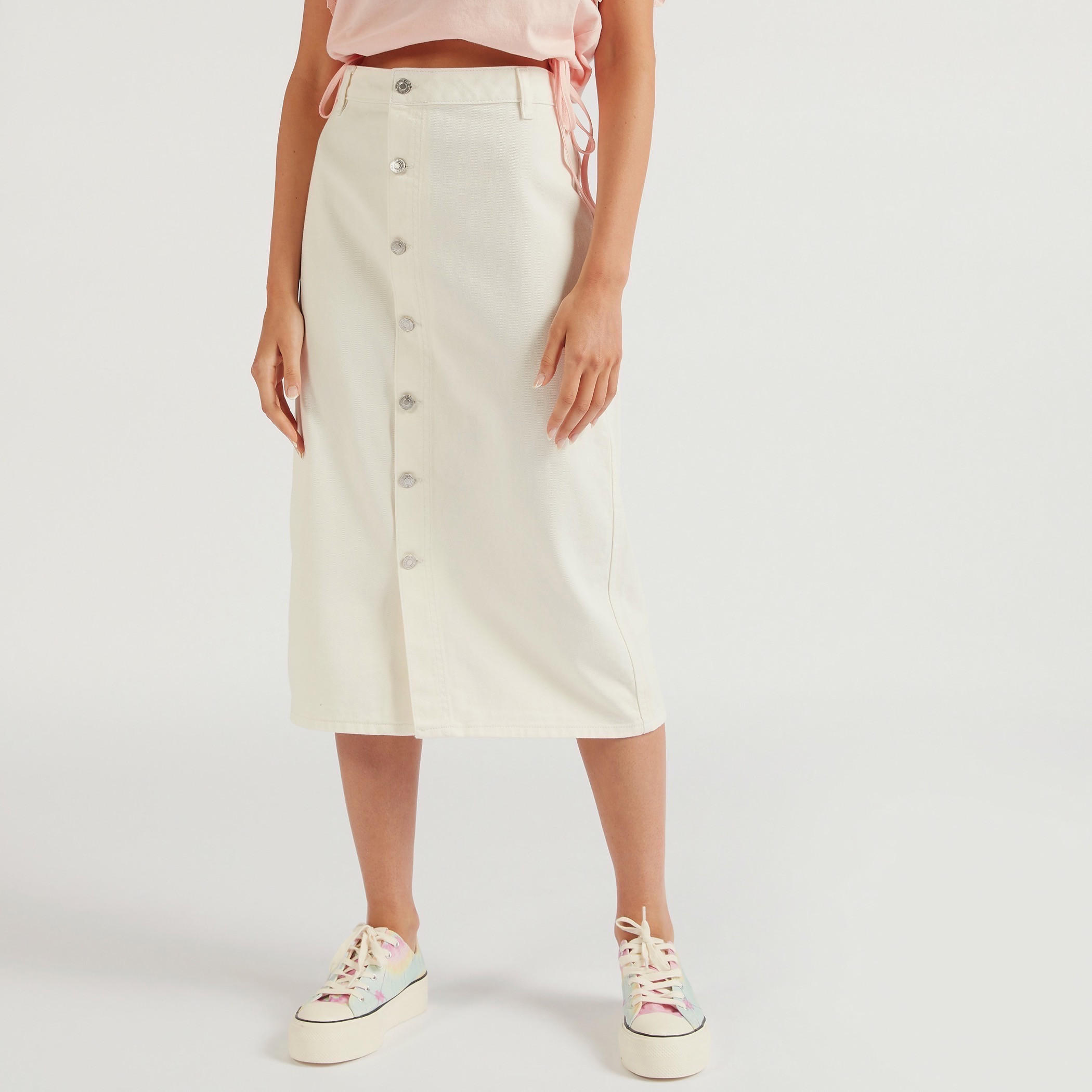 تنورة ميدي سادة إيه لاين من لي كوبر-women-clothing-bottoms-skirts-image-4