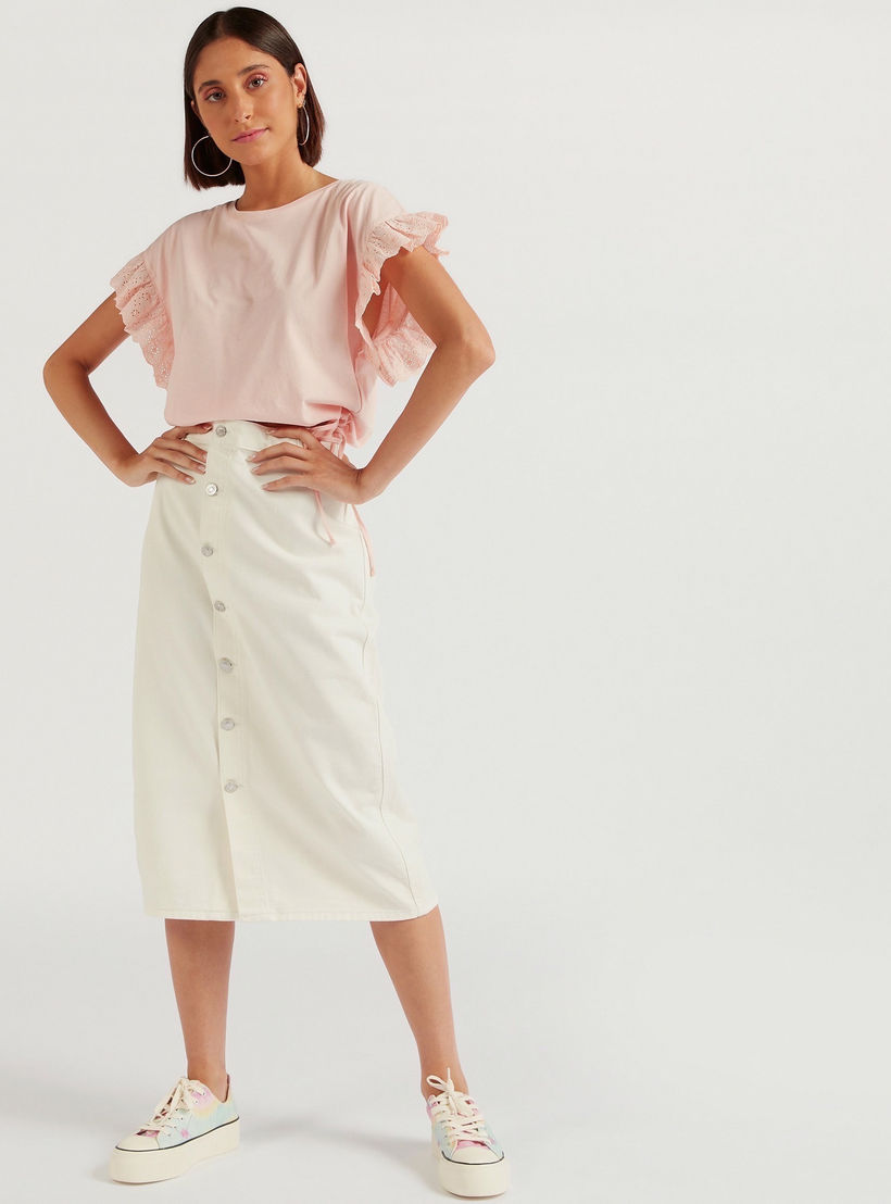 تنورة ميدي سادة إيه لاين من لي كوبر-women-clothing-bottoms-skirts-image-3