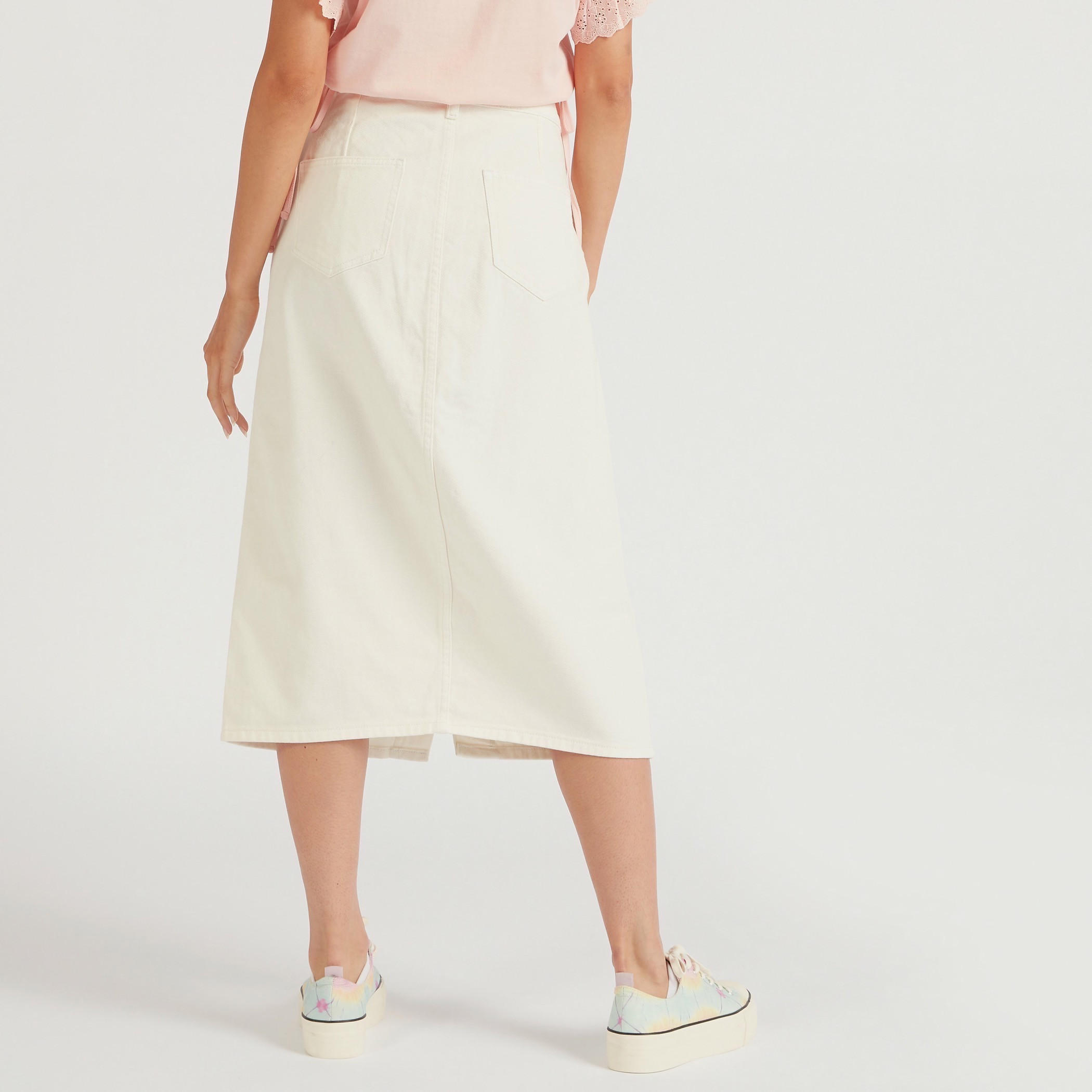 تنورة ميدي سادة إيه لاين من لي كوبر-women-clothing-bottoms-skirts-image-1