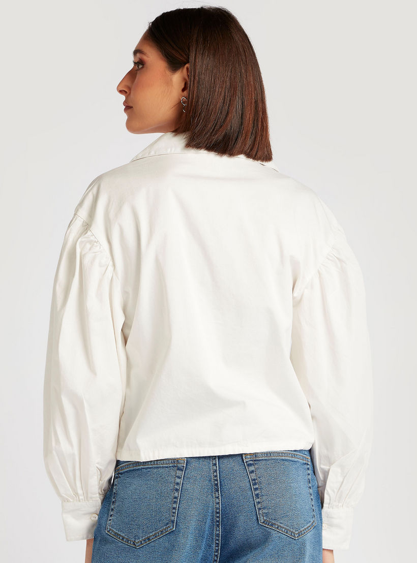 قميص بياقة V وأكمام طويلة وكشكش من لي كوبر-women-clothing-shirtsandblouses-shirts-image-3