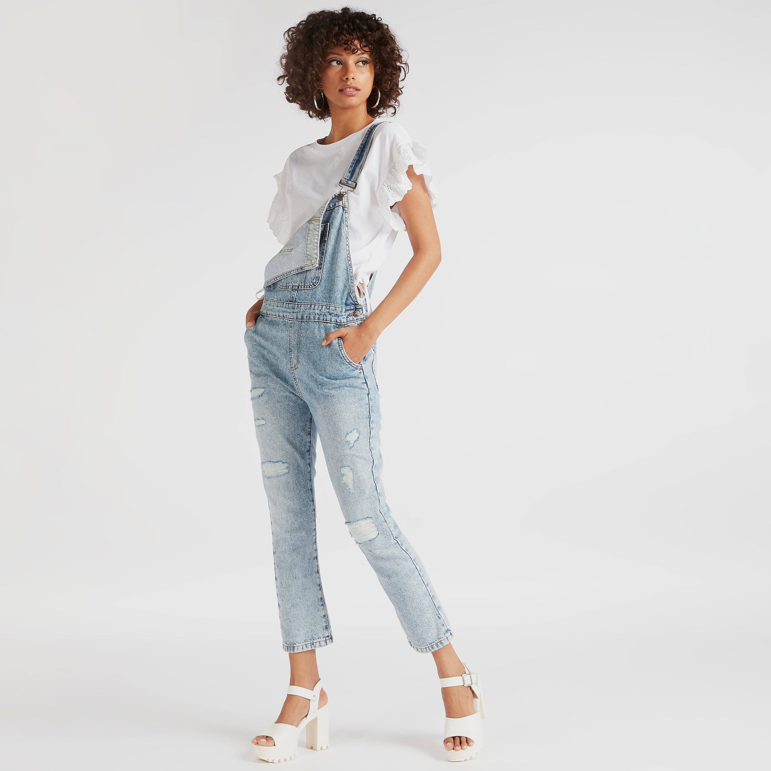 Lee Cooper Ripped Denim Dungaree with Pockets-women-clothing-jumpsuits-image-2