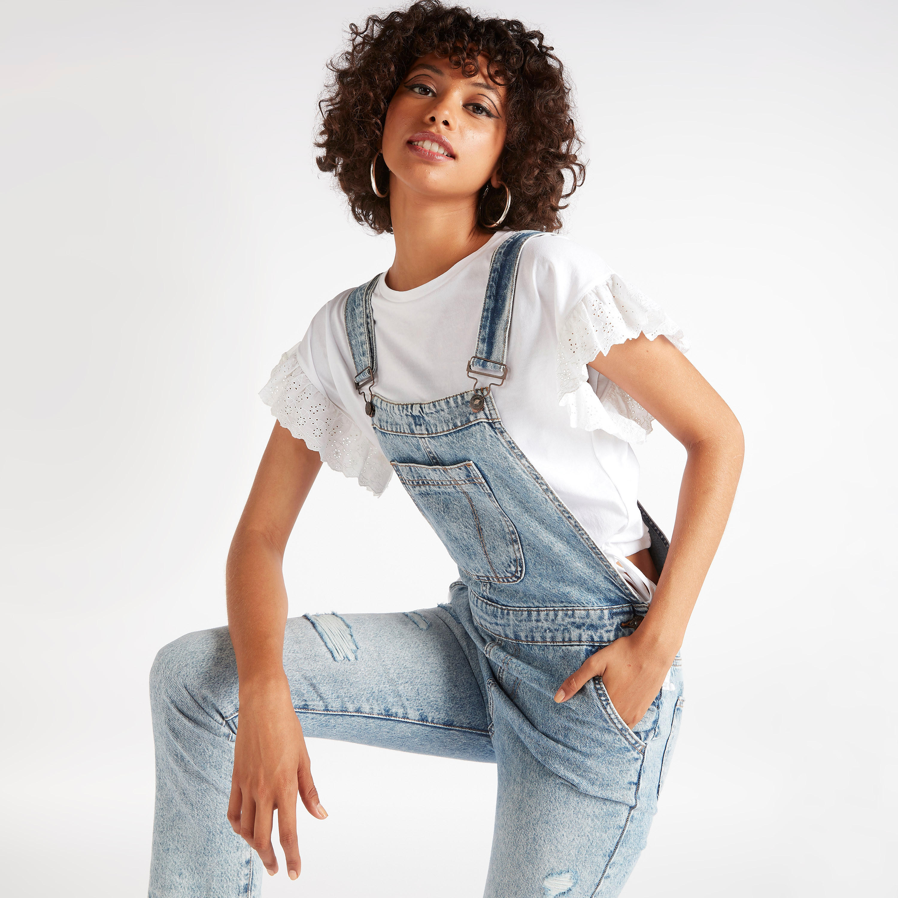 Lee Cooper Ripped Denim Dungaree with Pockets-women-clothing-jumpsuits-image-5