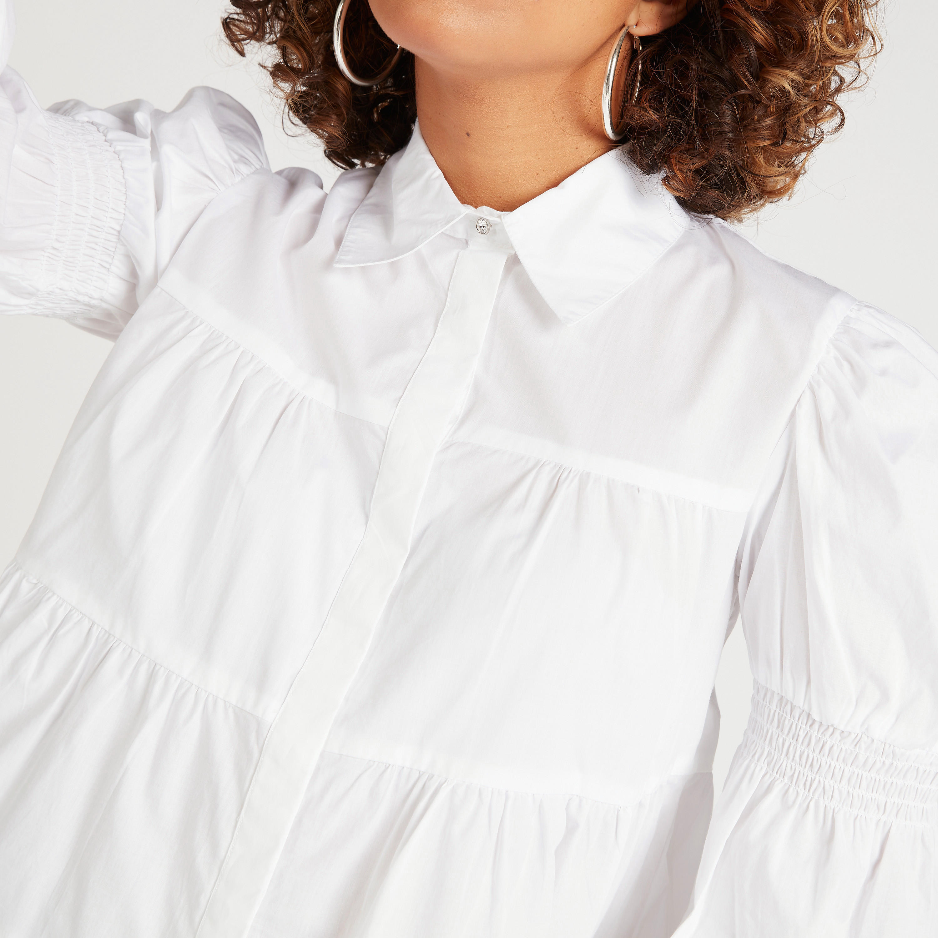 Collared Tiered Shirt with Long Sleeves-women-clothing-shirtsandblouses-shirts-image-5