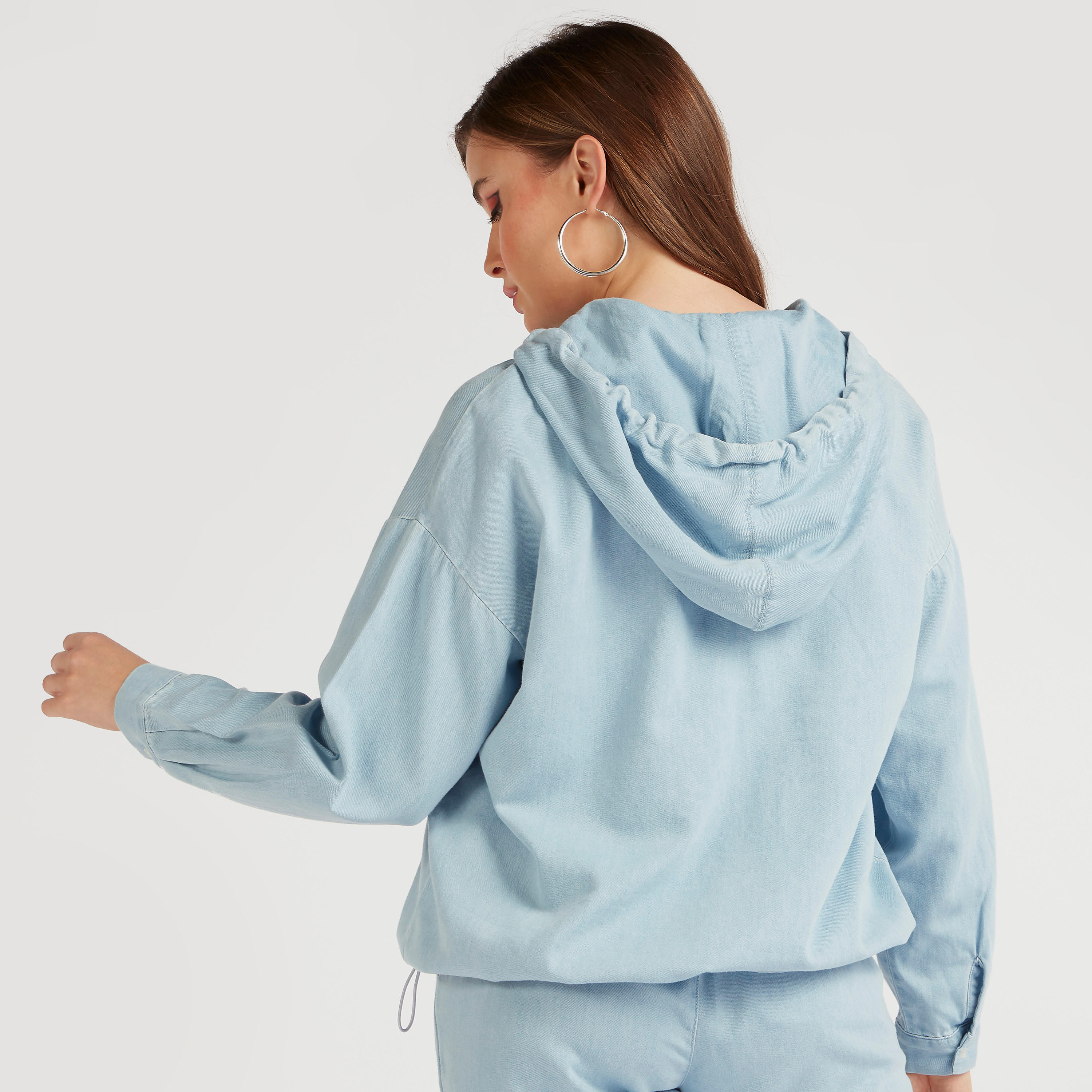 Lee Cooper Solid Hoodie with Long Sleeves-women-winterwear-coatsandjackets-jackets-image-4