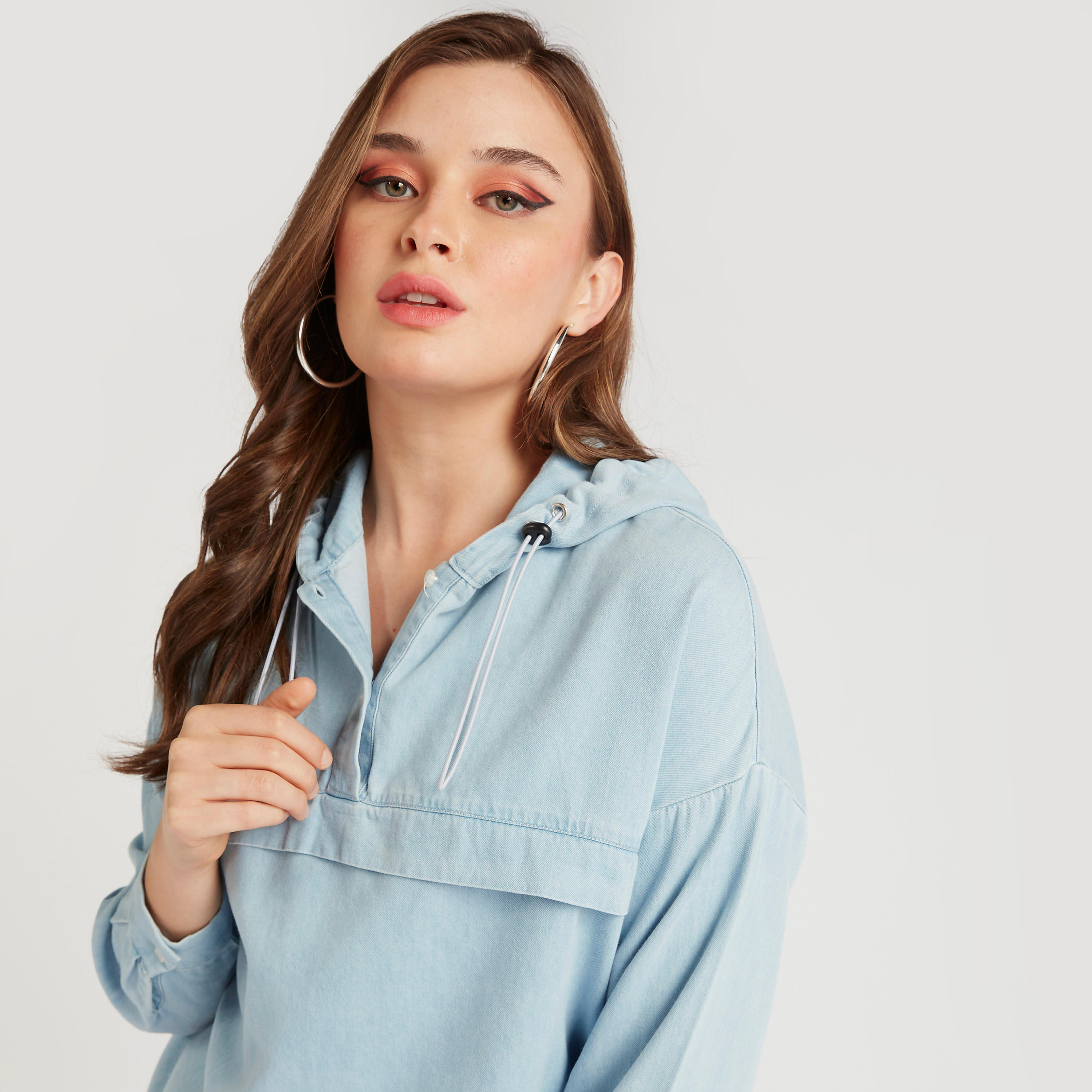 Lee Cooper Solid Hoodie with Long Sleeves-women-winterwear-coatsandjackets-jackets-image-5