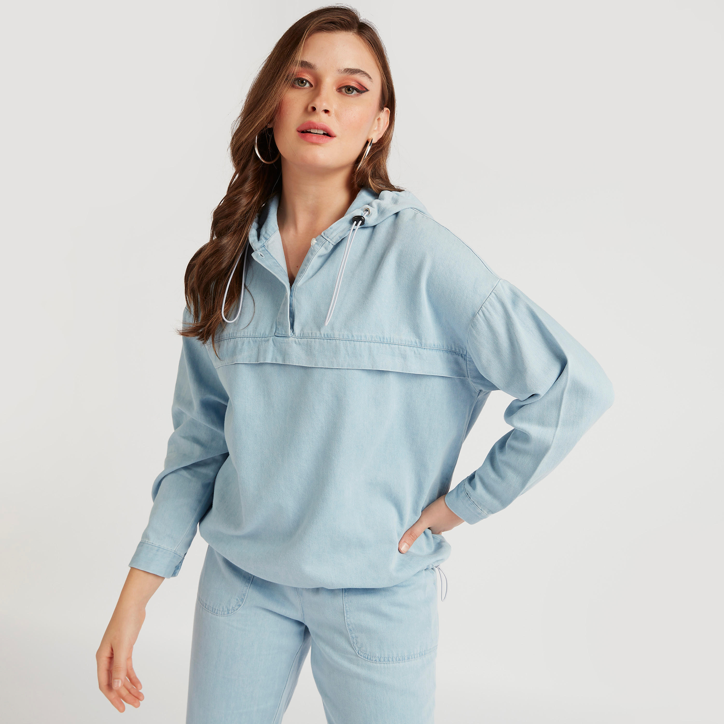 Lee Cooper Solid Hoodie with Long Sleeves-women-winterwear-coatsandjackets-jackets-image-6