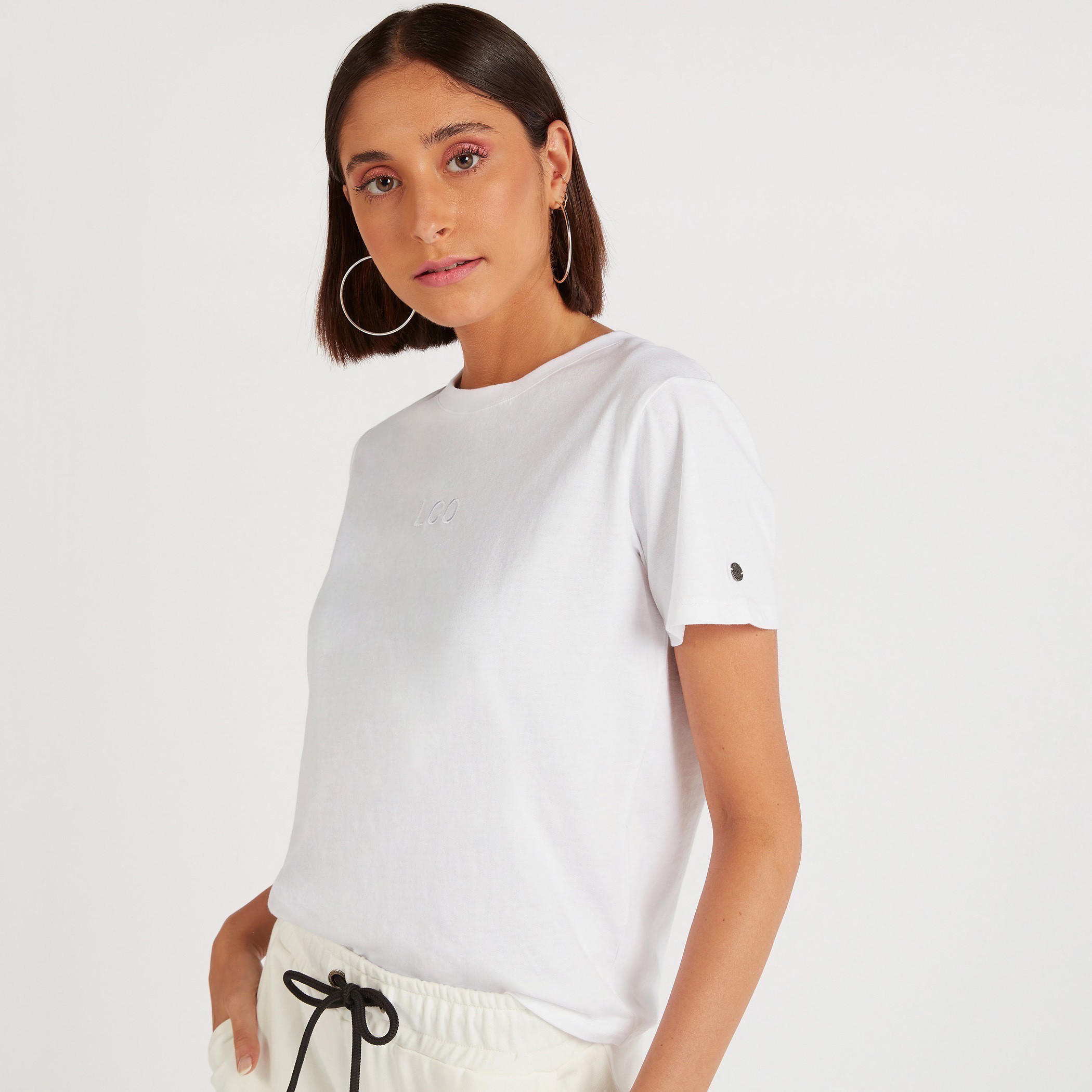 Lee Cooper Solid Crew Neck T-shirt with Short Sleeves-women-clothing-tshirts-image-1