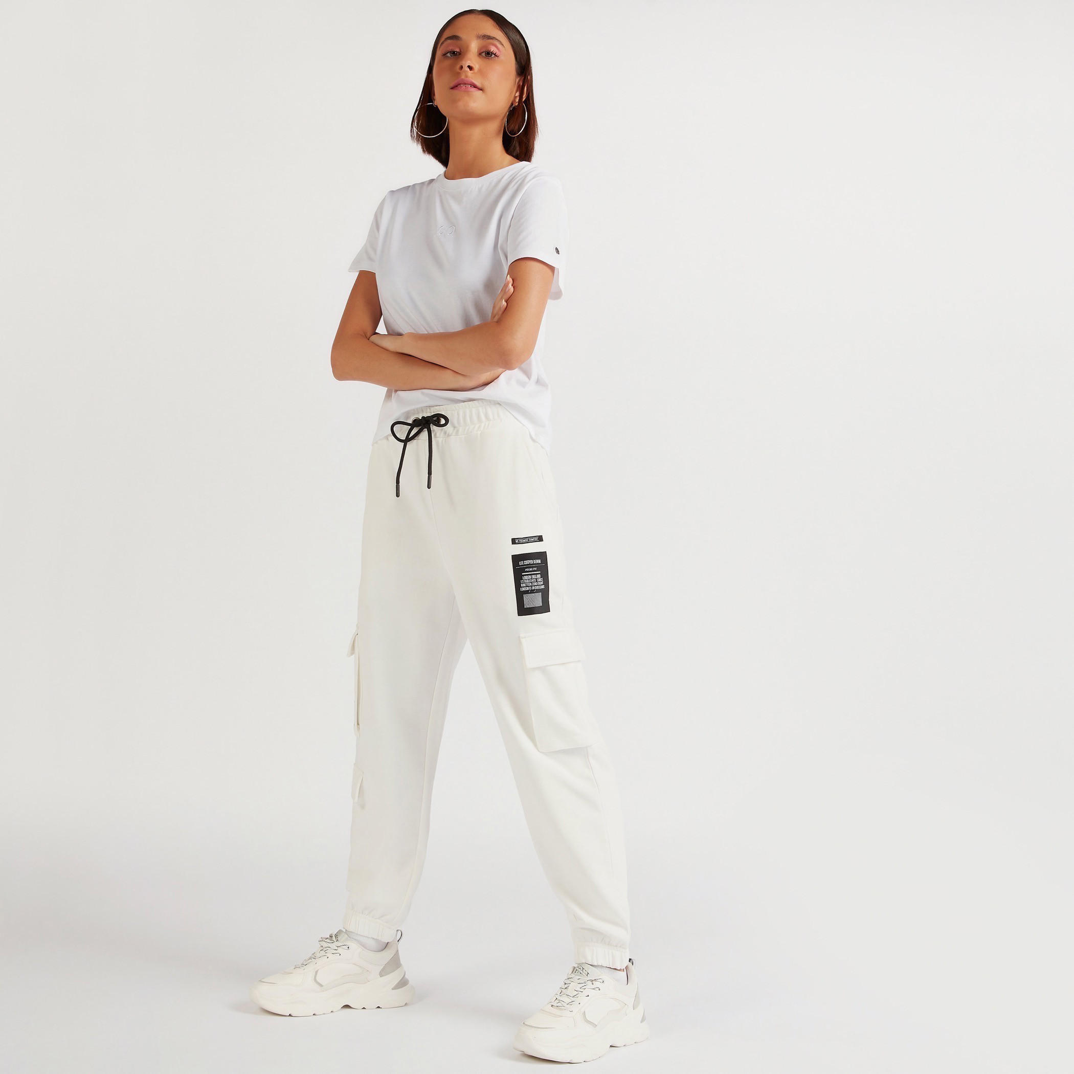 Lee Cooper Solid Crew Neck T-shirt with Short Sleeves-women-clothing-tshirts-image-2