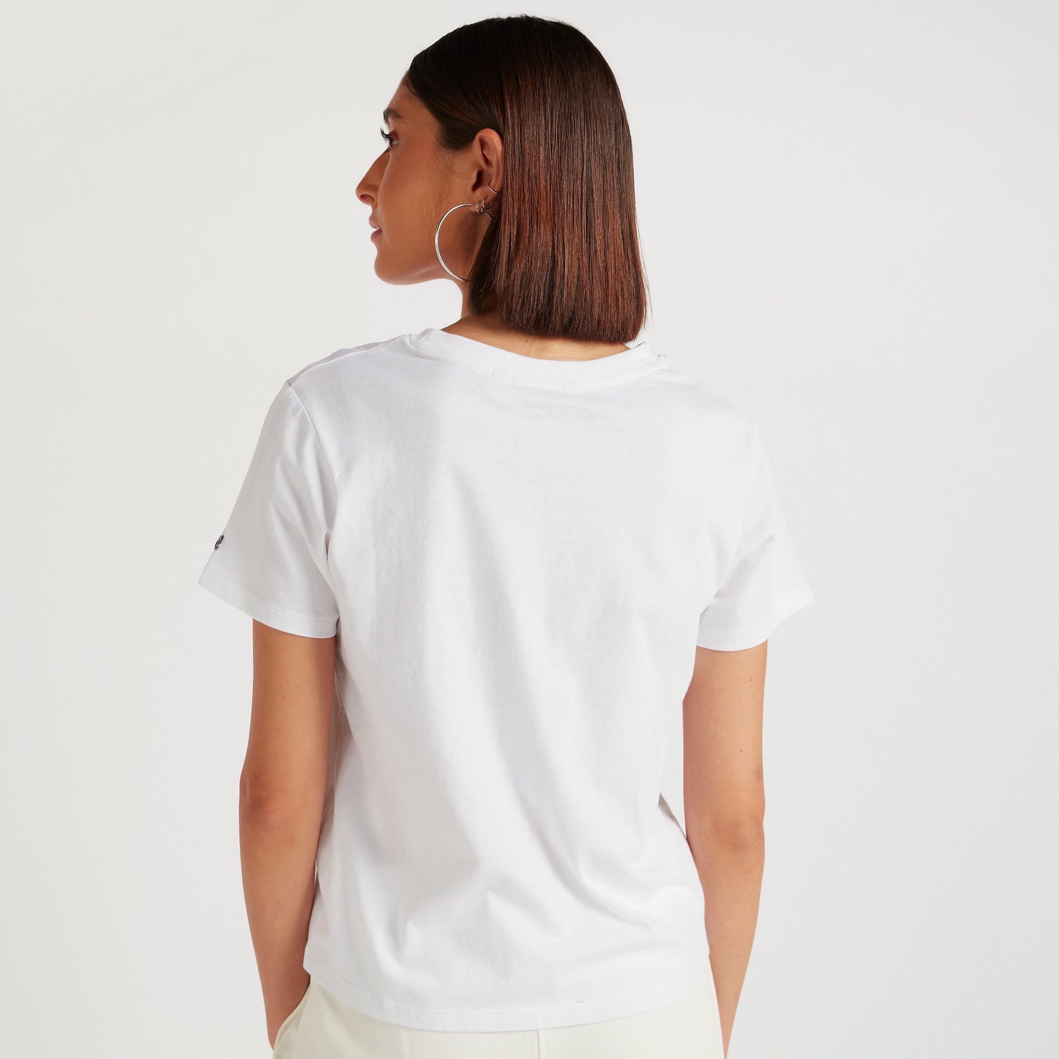 Lee Cooper Solid Crew Neck T-shirt with Short Sleeves-women-clothing-tshirts-image-6