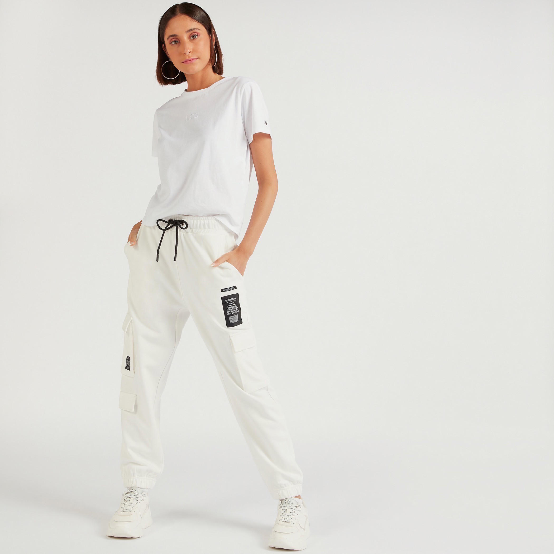 Lee Cooper Printed Cargo Joggers with Drawstring and Pockets-women-clothing-bottoms-joggers-image-4