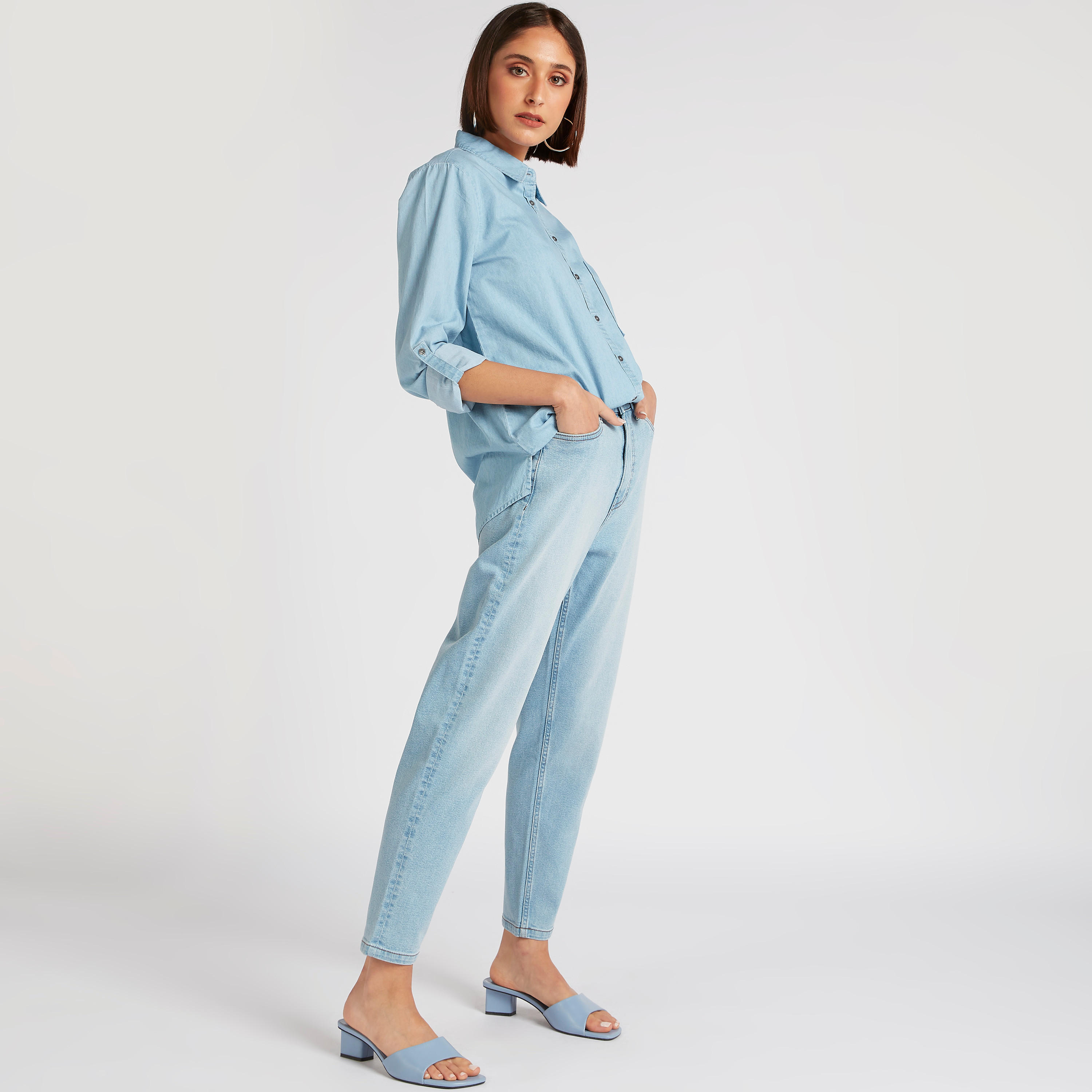 Lee Cooper Solid Shirt with Long Sleeves and Pocket-women-clothing-shirtsandblouses-shirts-image-2
