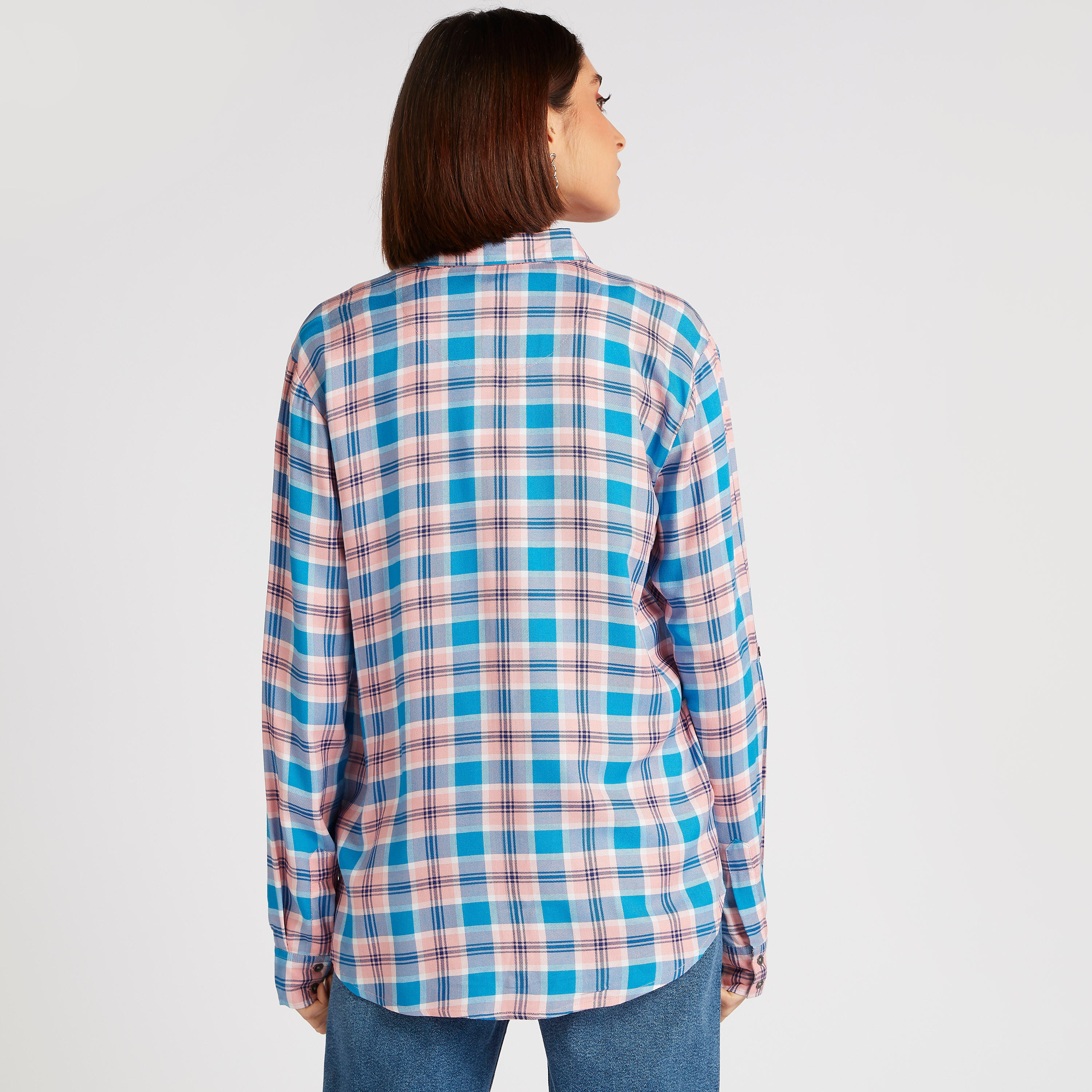 Lee Cooper Checked Shirt with Long Sleeves and Pocket-women-clothing-shirtsandblouses-shirts-image-4