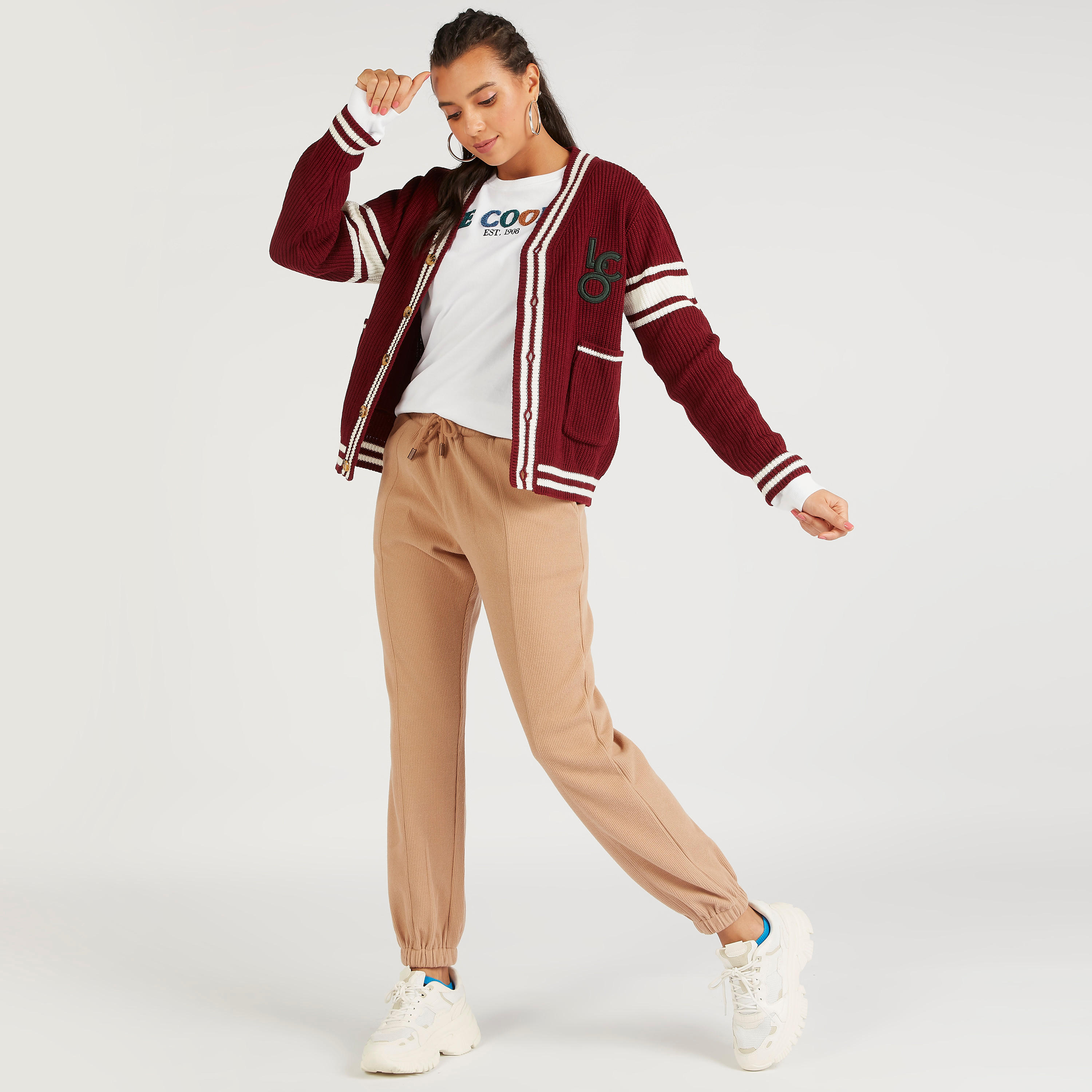 سويت شيرت بارز الملمس بياقة ضيّقة وأكمام طويلة من لي كوبر-women-winterwear-hoodiesandsweatshirts-sweatshirts-image-2