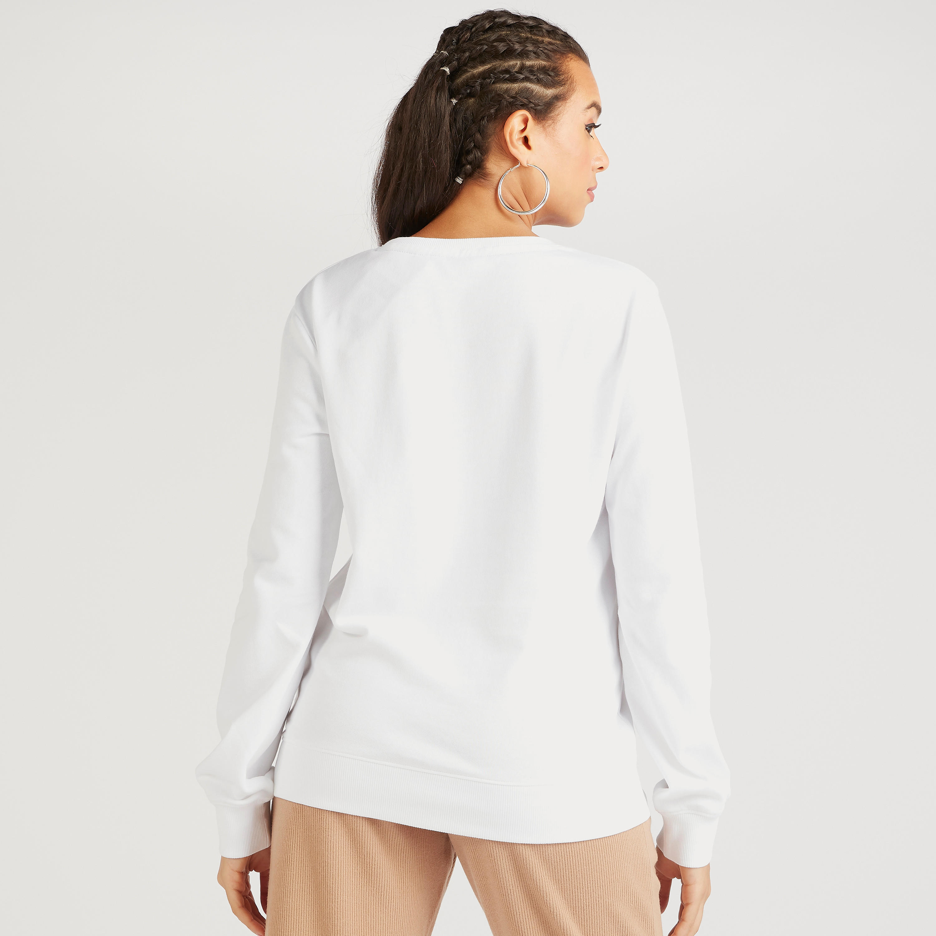سويت شيرت بارز الملمس بياقة ضيّقة وأكمام طويلة من لي كوبر-women-winterwear-hoodiesandsweatshirts-sweatshirts-image-4
